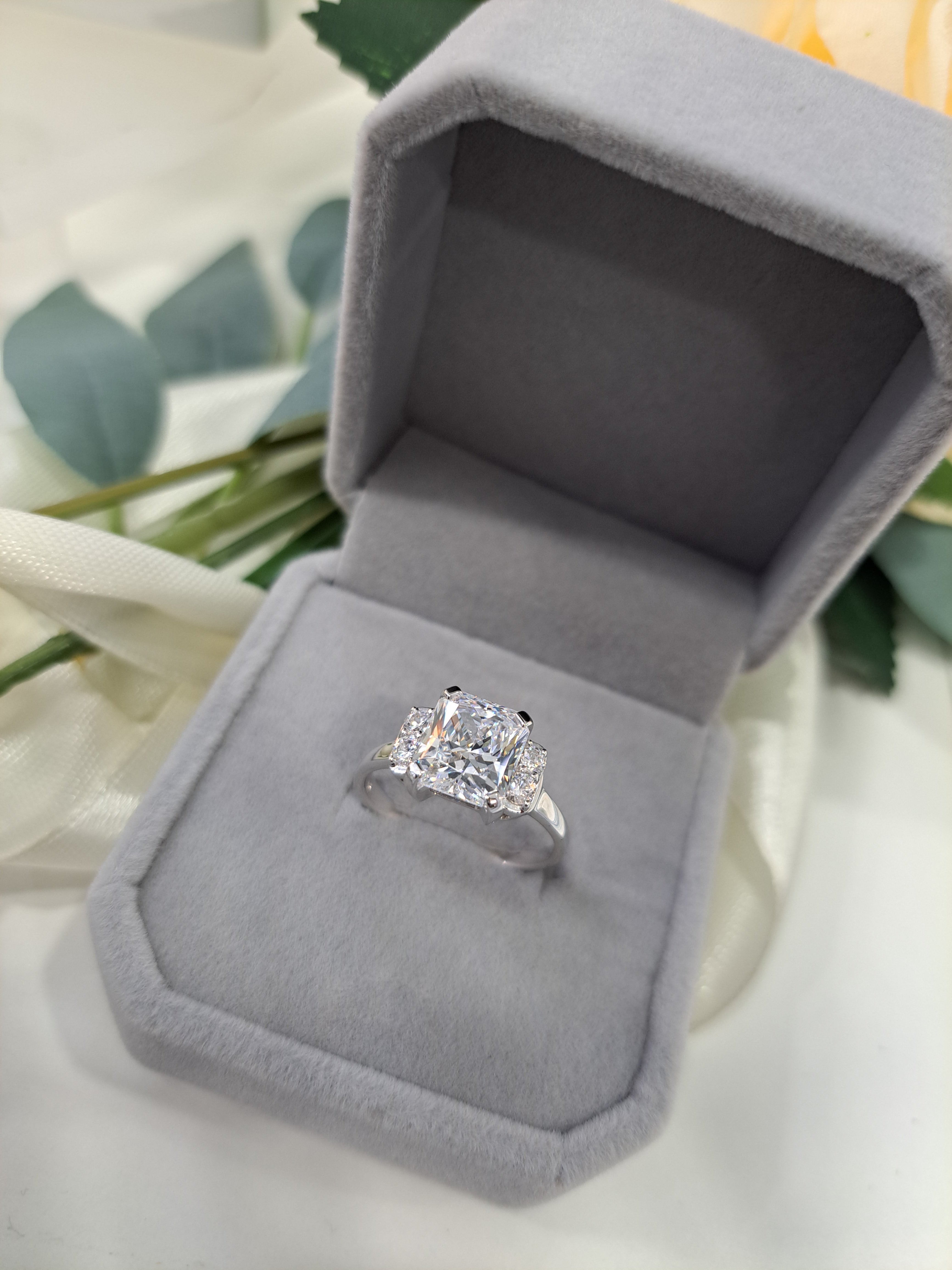 Radiant Simulated Diamond Ring