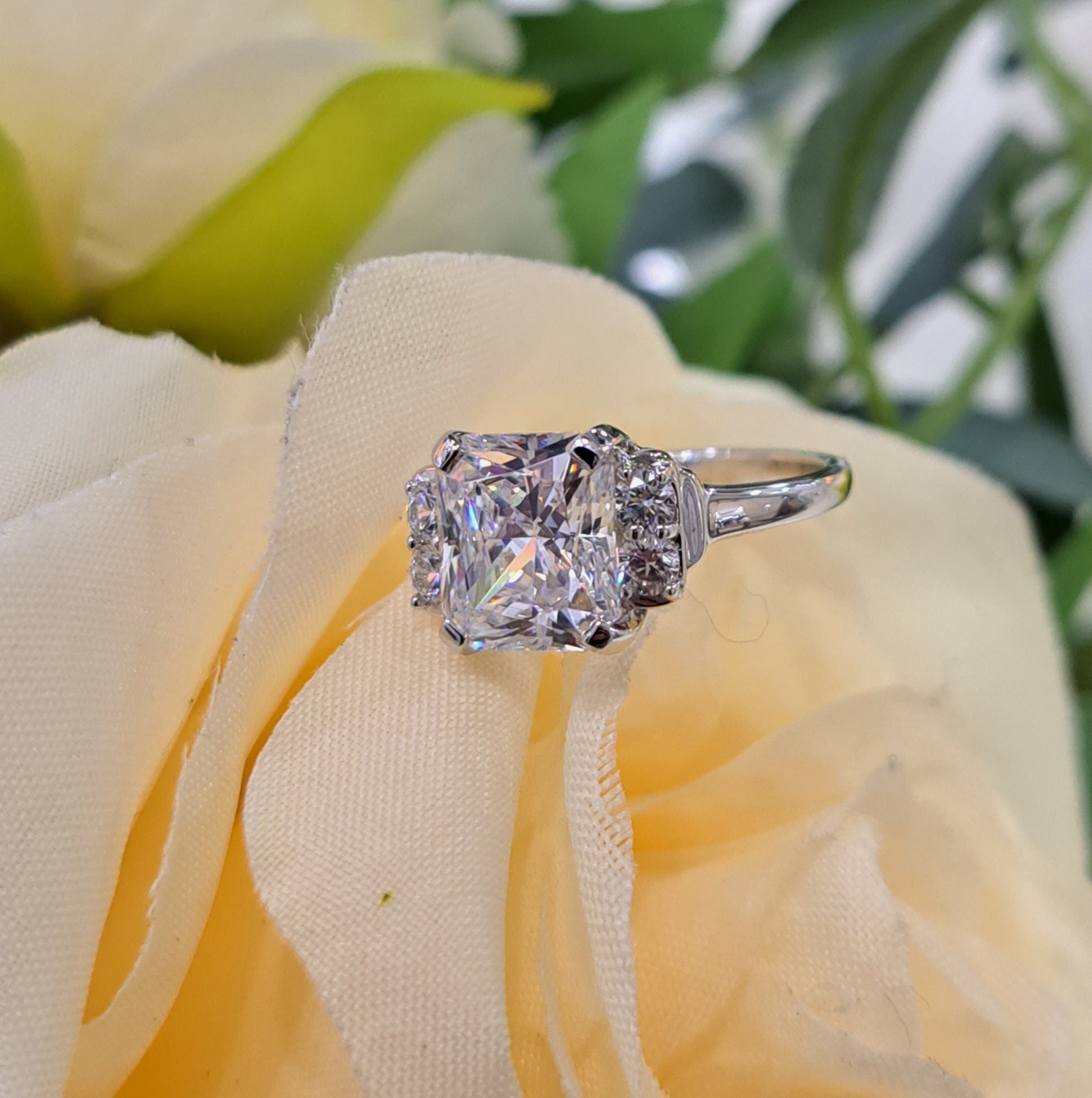 Radiant Simulated Diamond Ring