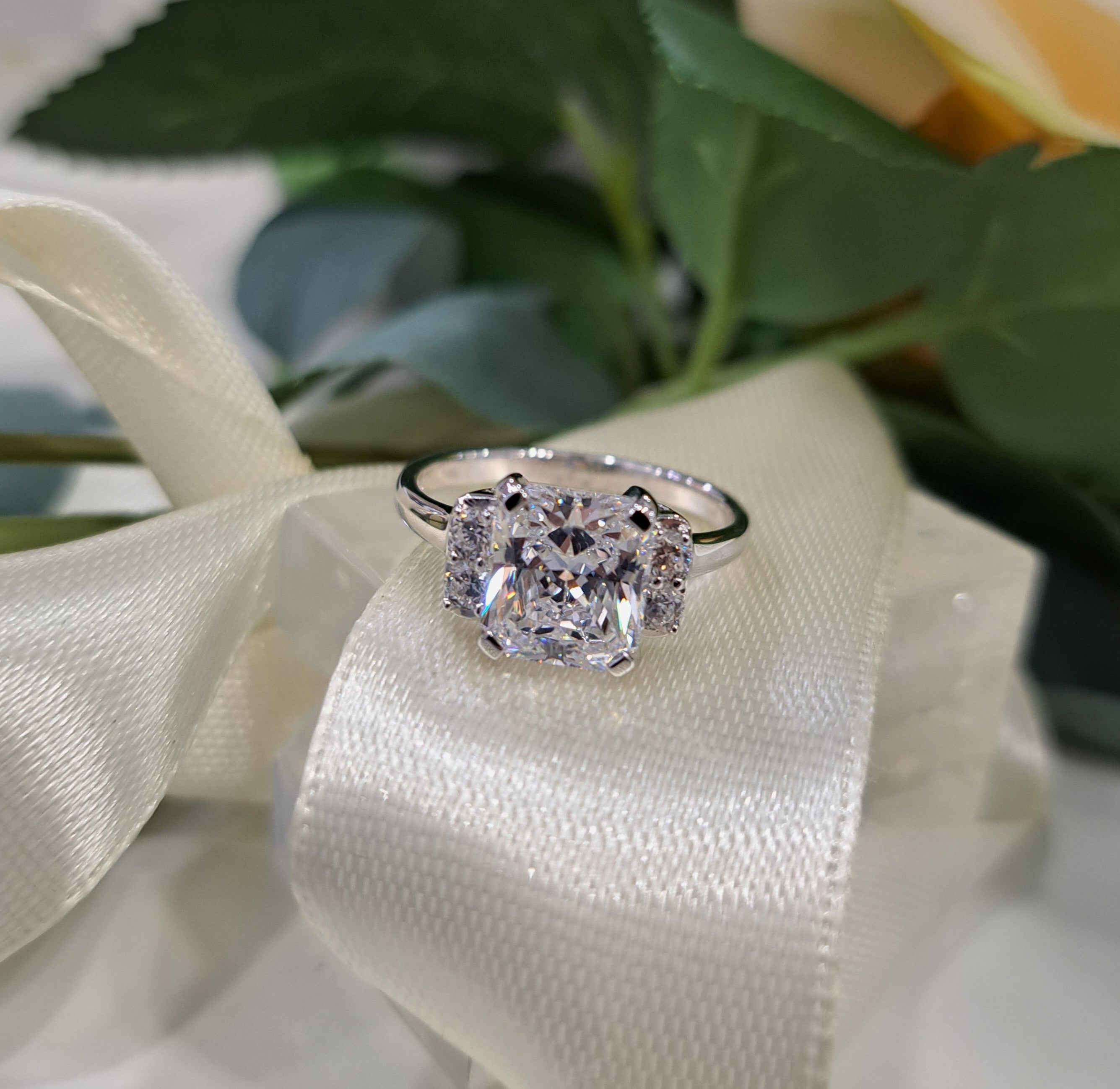 Radiant Simulated Diamond Ring