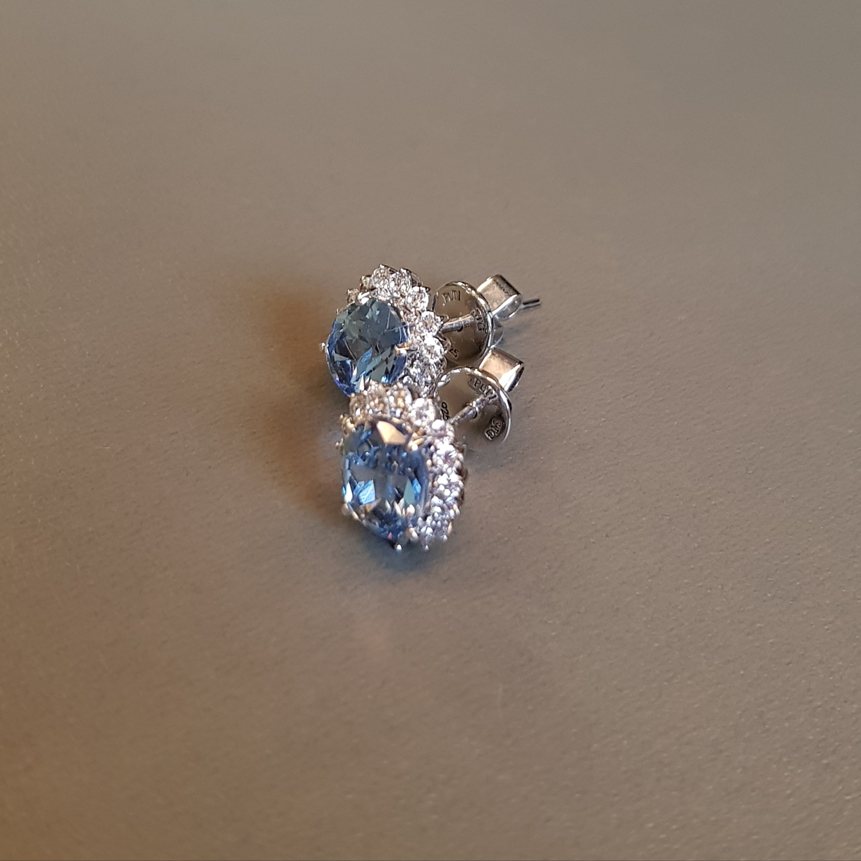 Cluster Aquamarine Diamond Simulants Earrings