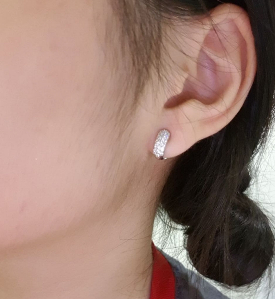 Dainty Omega clip Pave Earrings