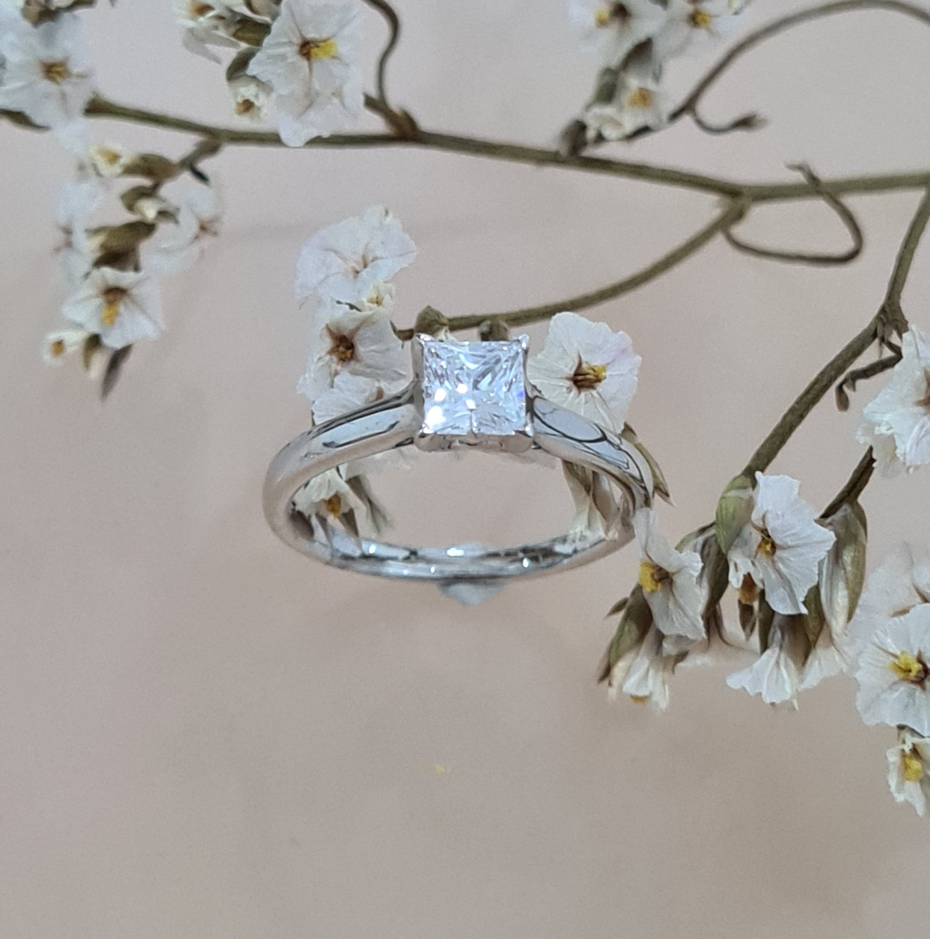 0.50 carats Square Scintilli Engagement Ring