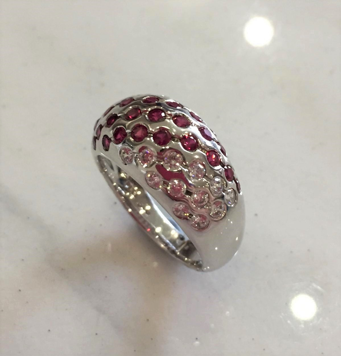 Diagonal Ruby Ring