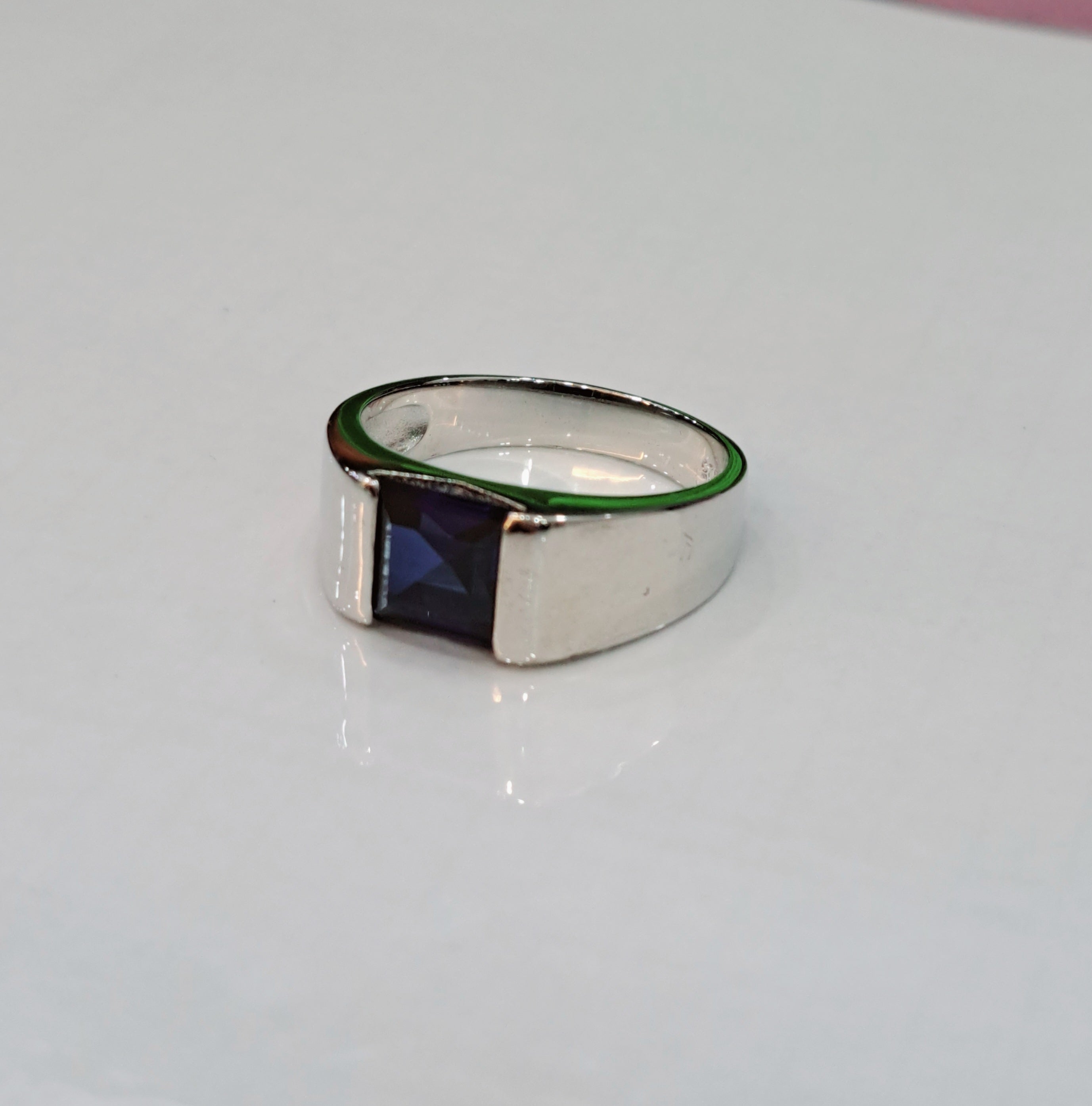 Princess cut Simulated Sapphire Ring