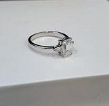 Emerald cut & Taper Diamond Simulants Engagement Ring