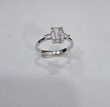 Emerald cut & Taper Diamond Simulants Engagement Ring