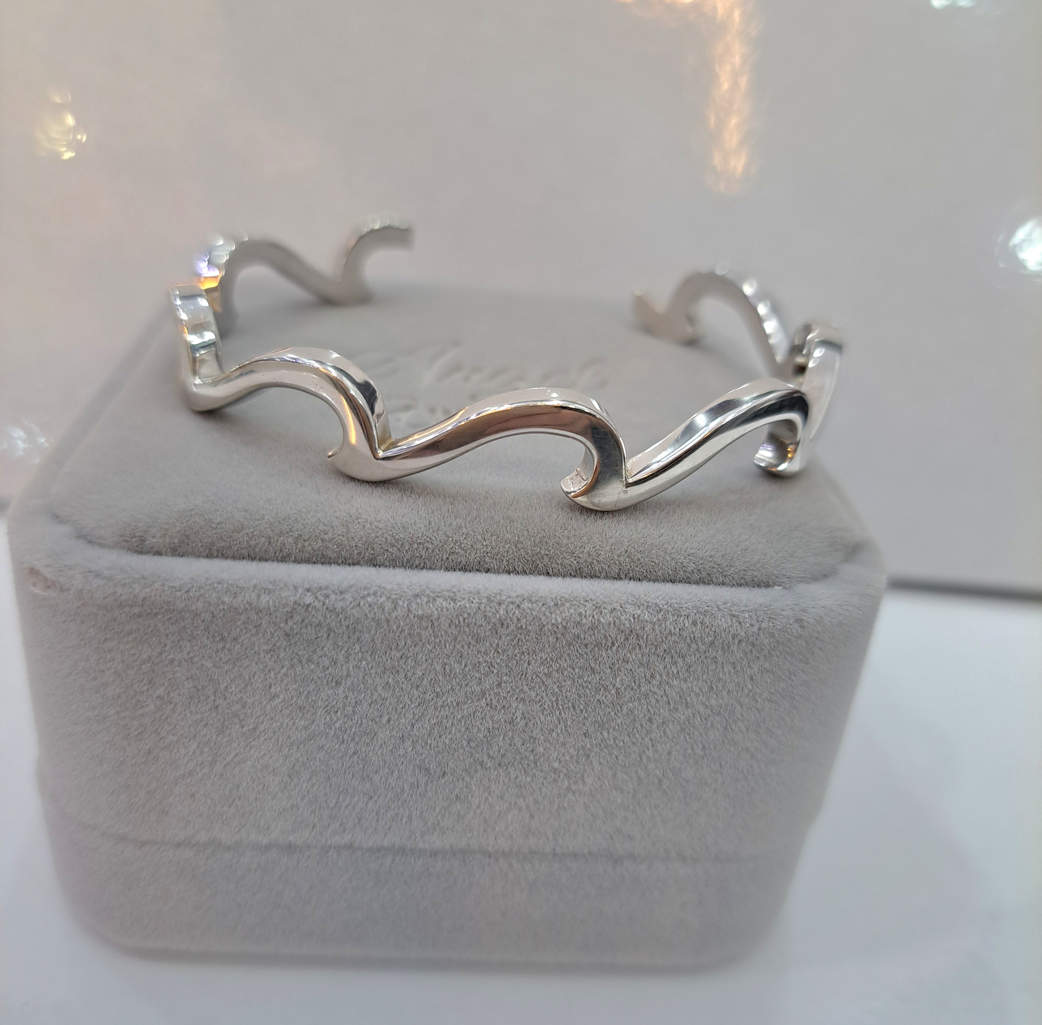 Wave Cuff Sterling Silver Bangle