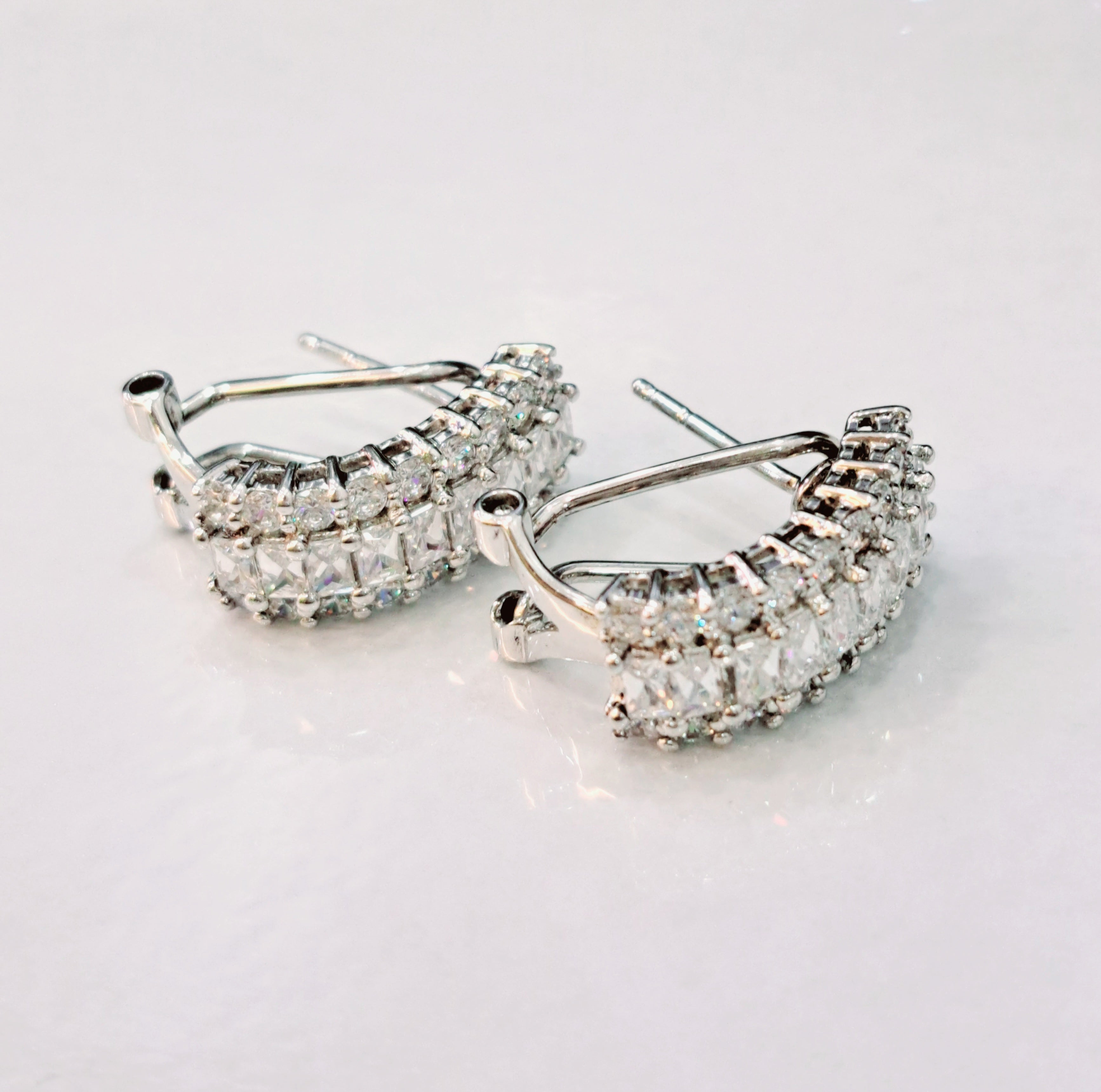 Elegant Omega Clip design Diamond Simulants Earrings