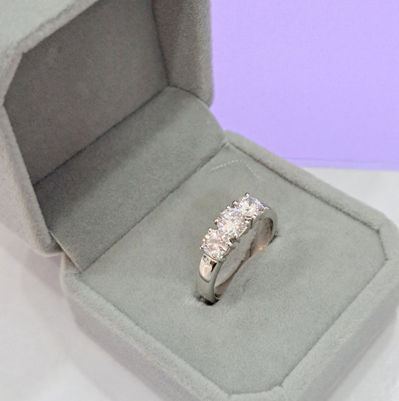 Classic Trilogy Diamond Simulants Engagement Ring