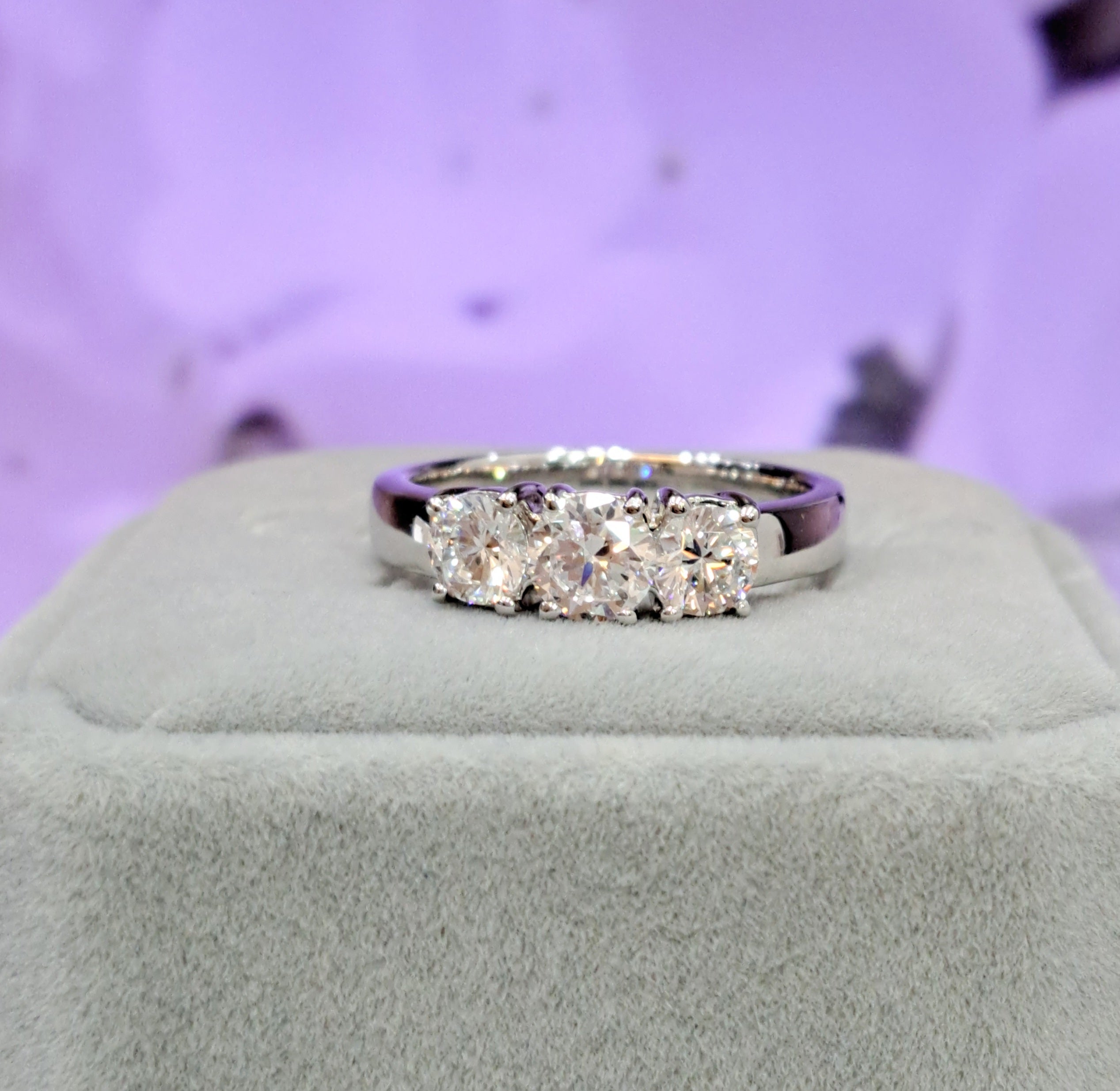 Classic Trinity Diamond Simulants Engagement Ring