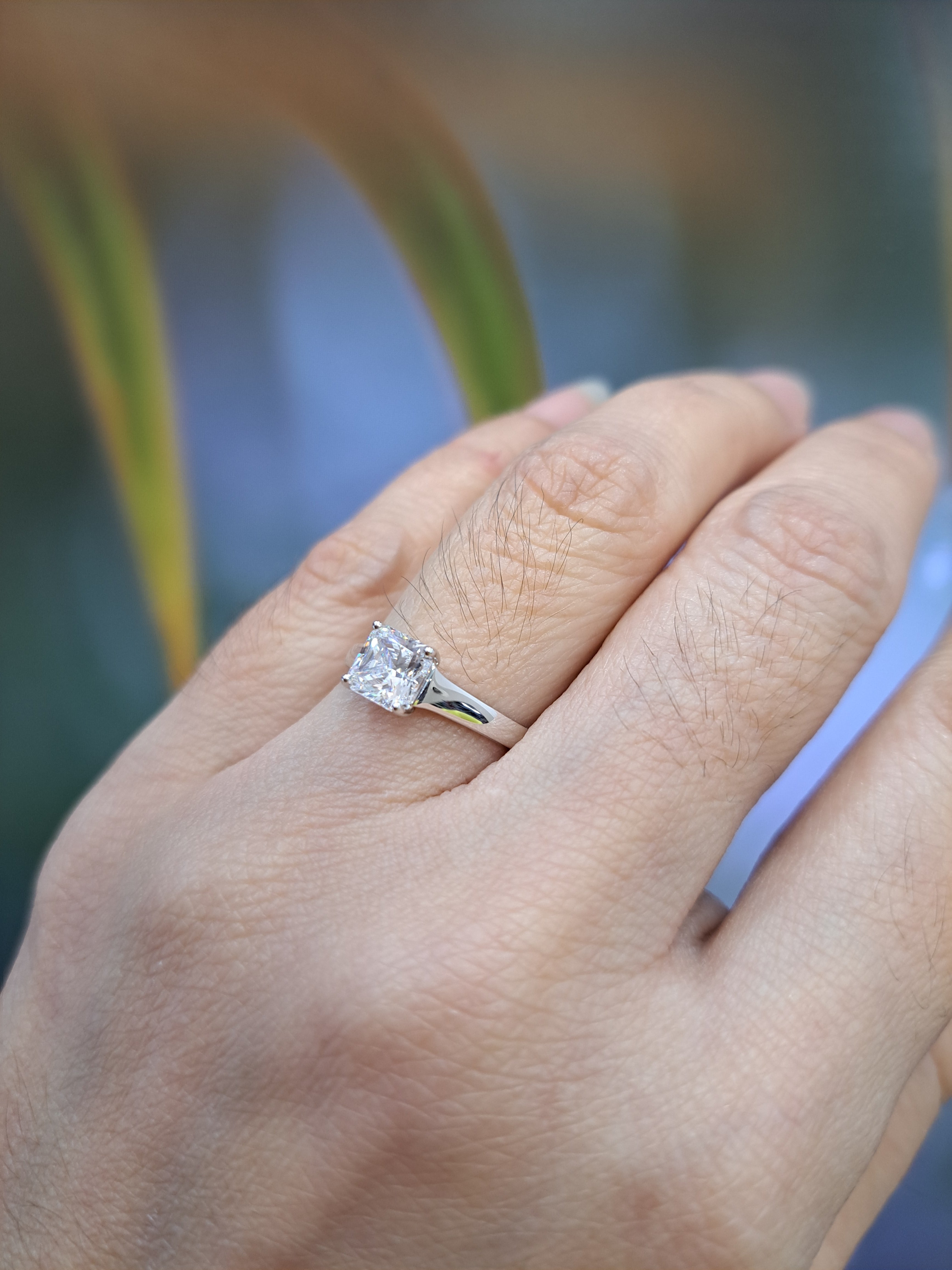 White gold Princess Cut Engagement Ring
