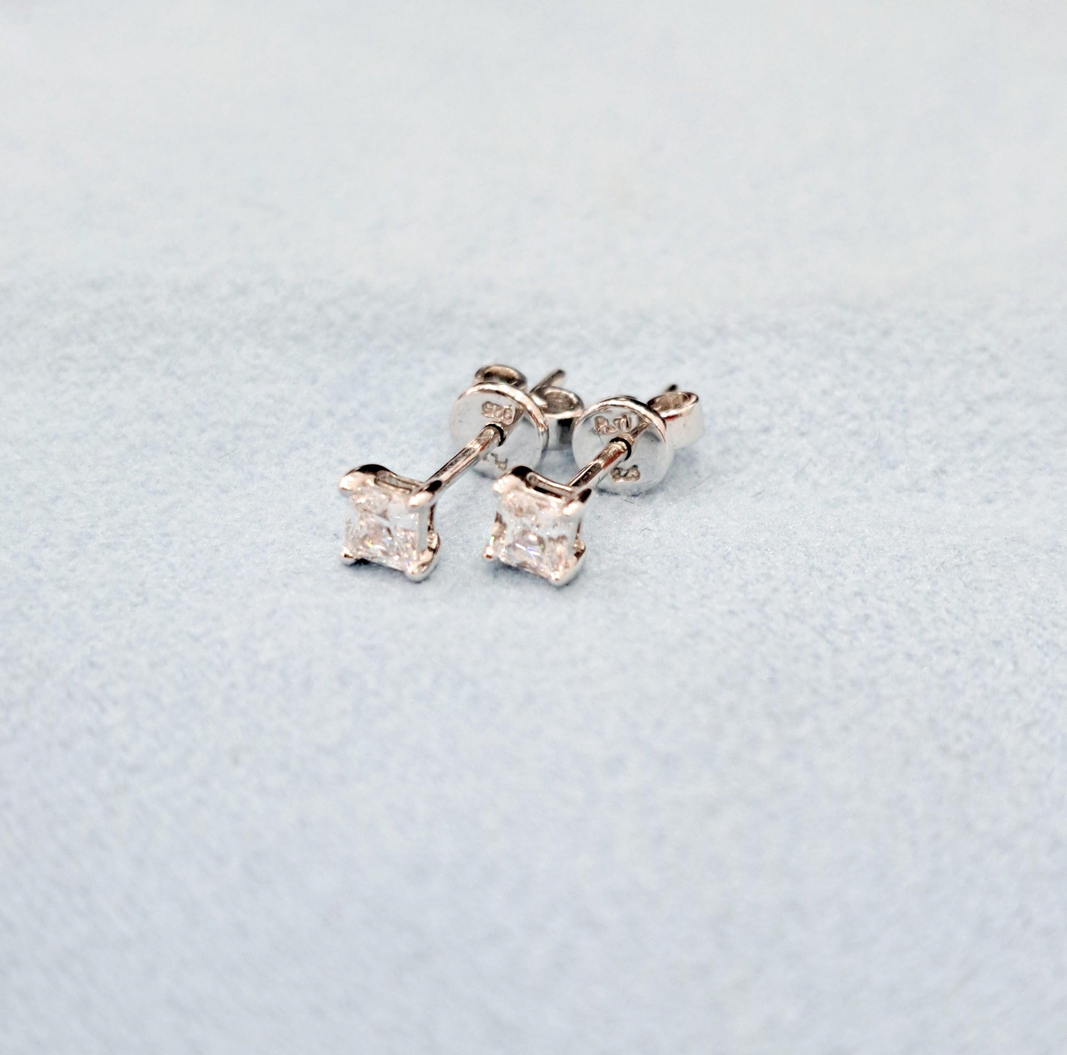 Square Solitaire Earrings