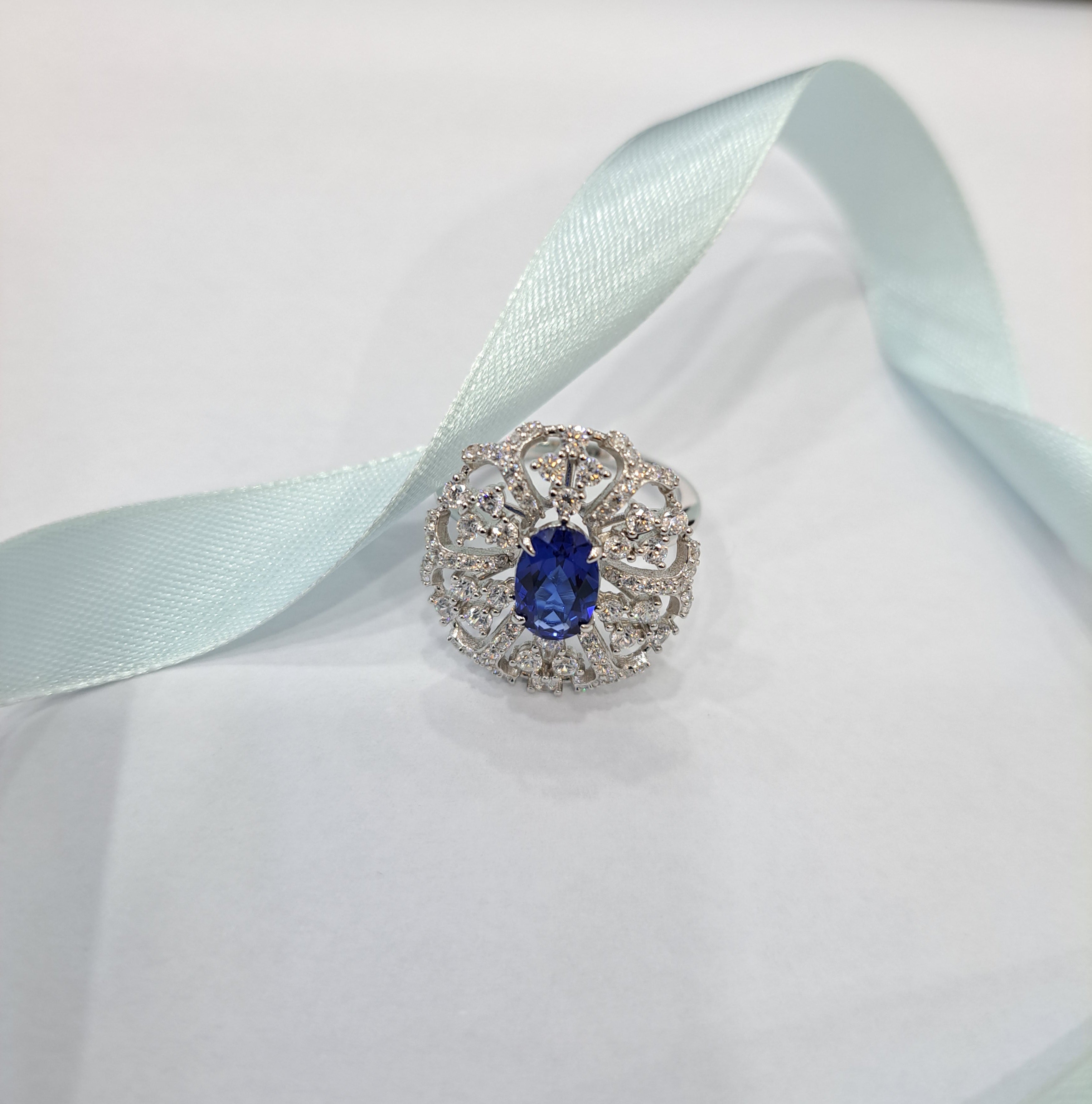 Elegant Simulated Sapphire Ring