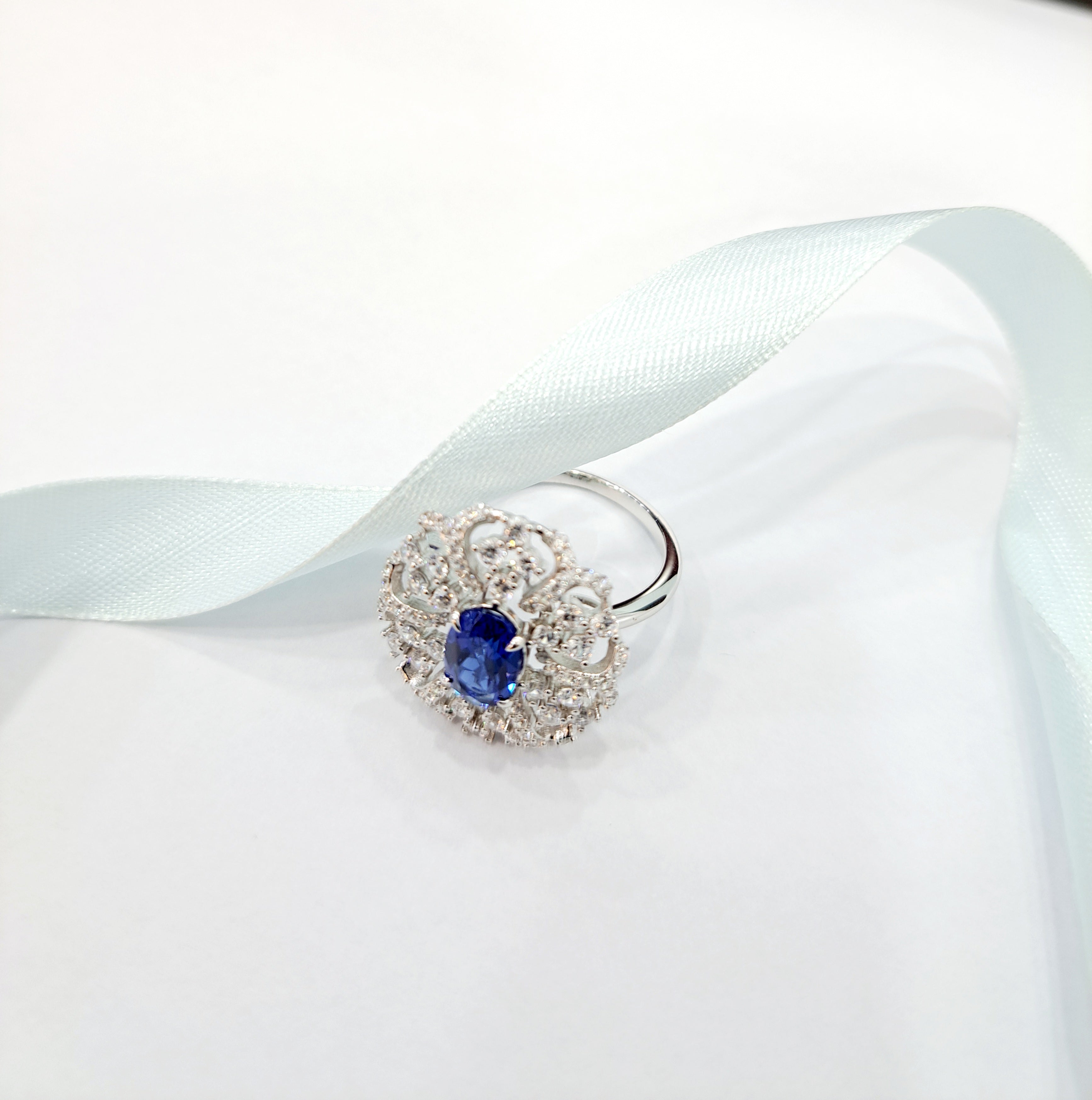 Elegant Simulated Sapphire Ring