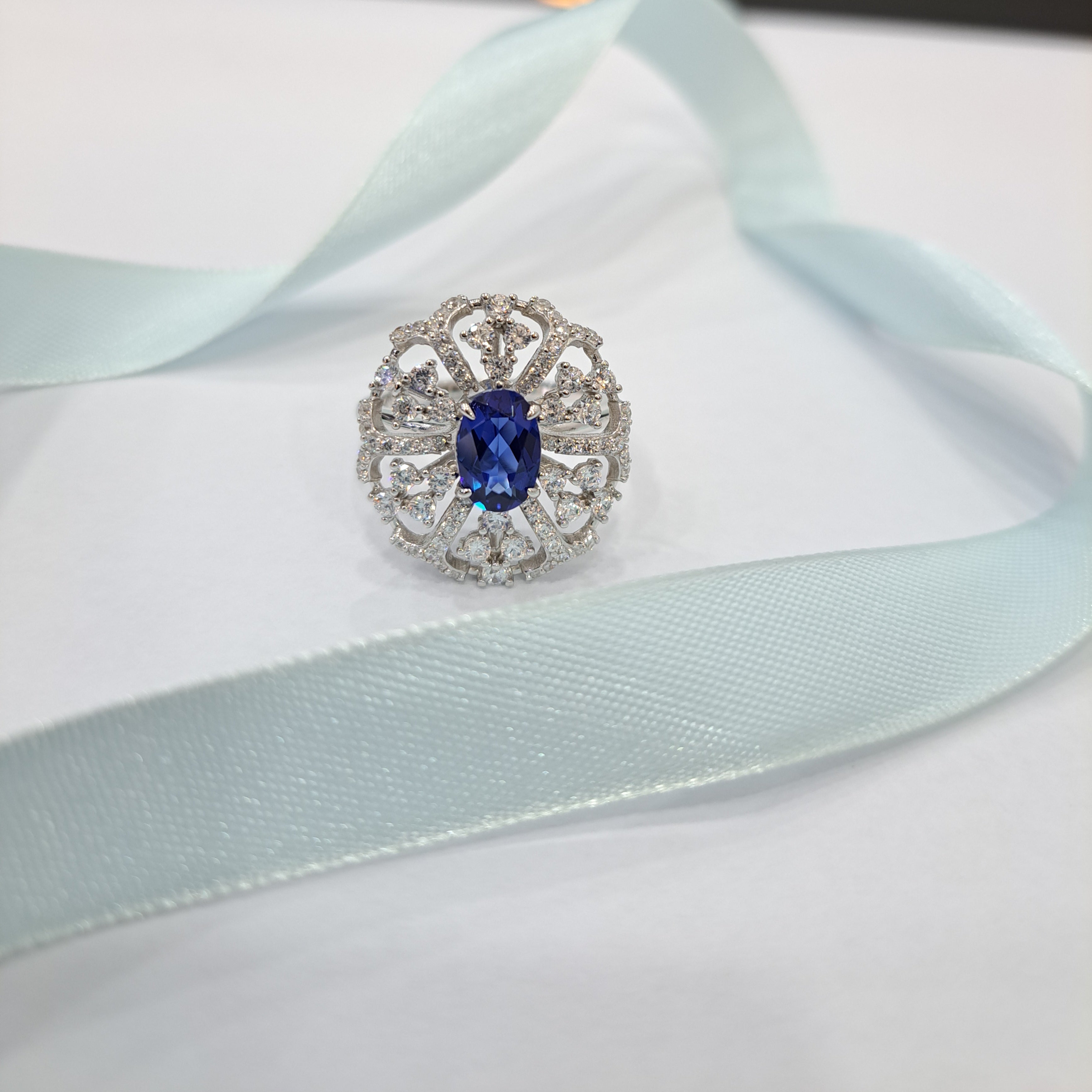 Elegant Simulated Sapphire Ring