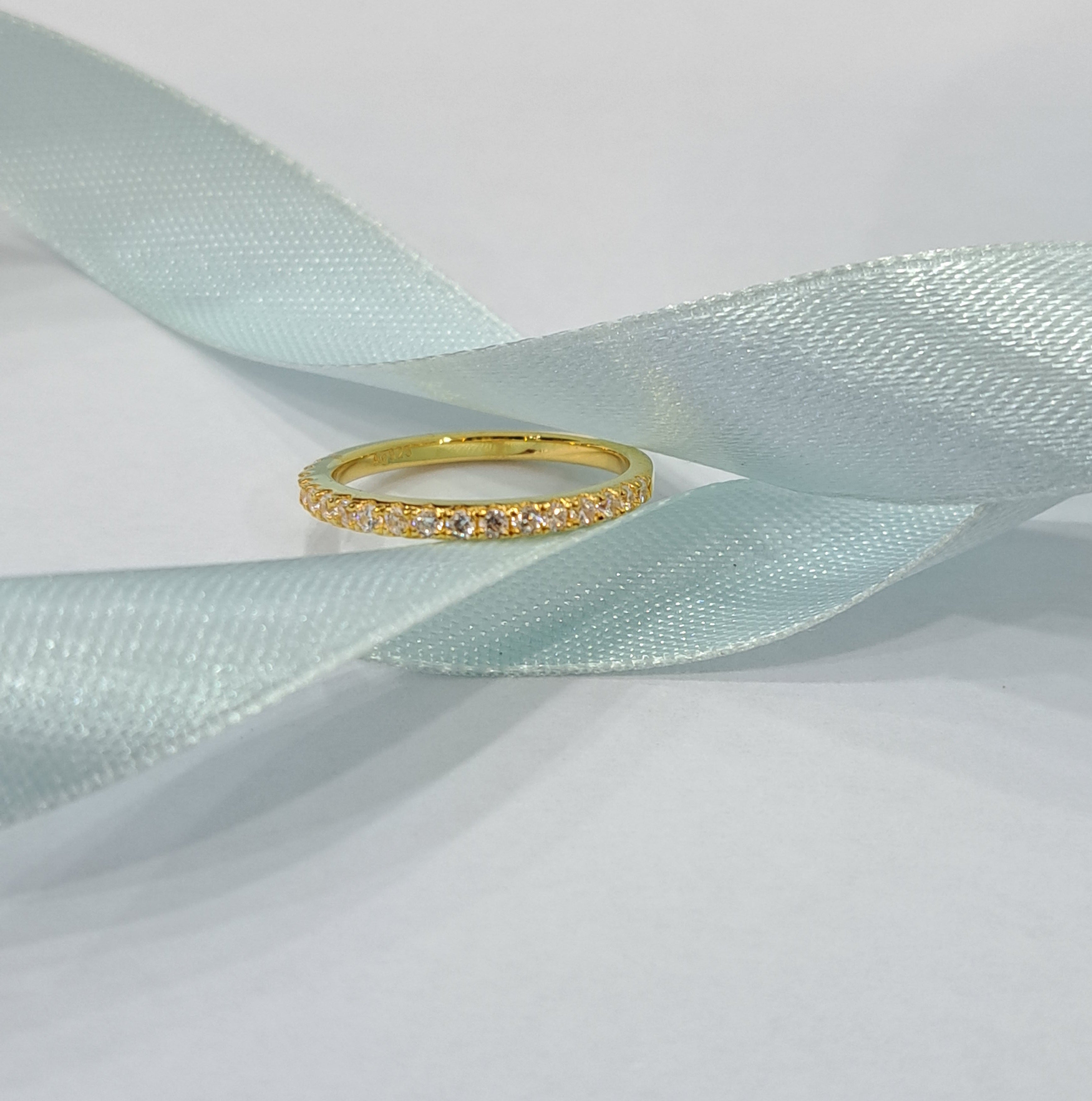 Yellow gold Stackable Eternity Simulated Diamond Ring