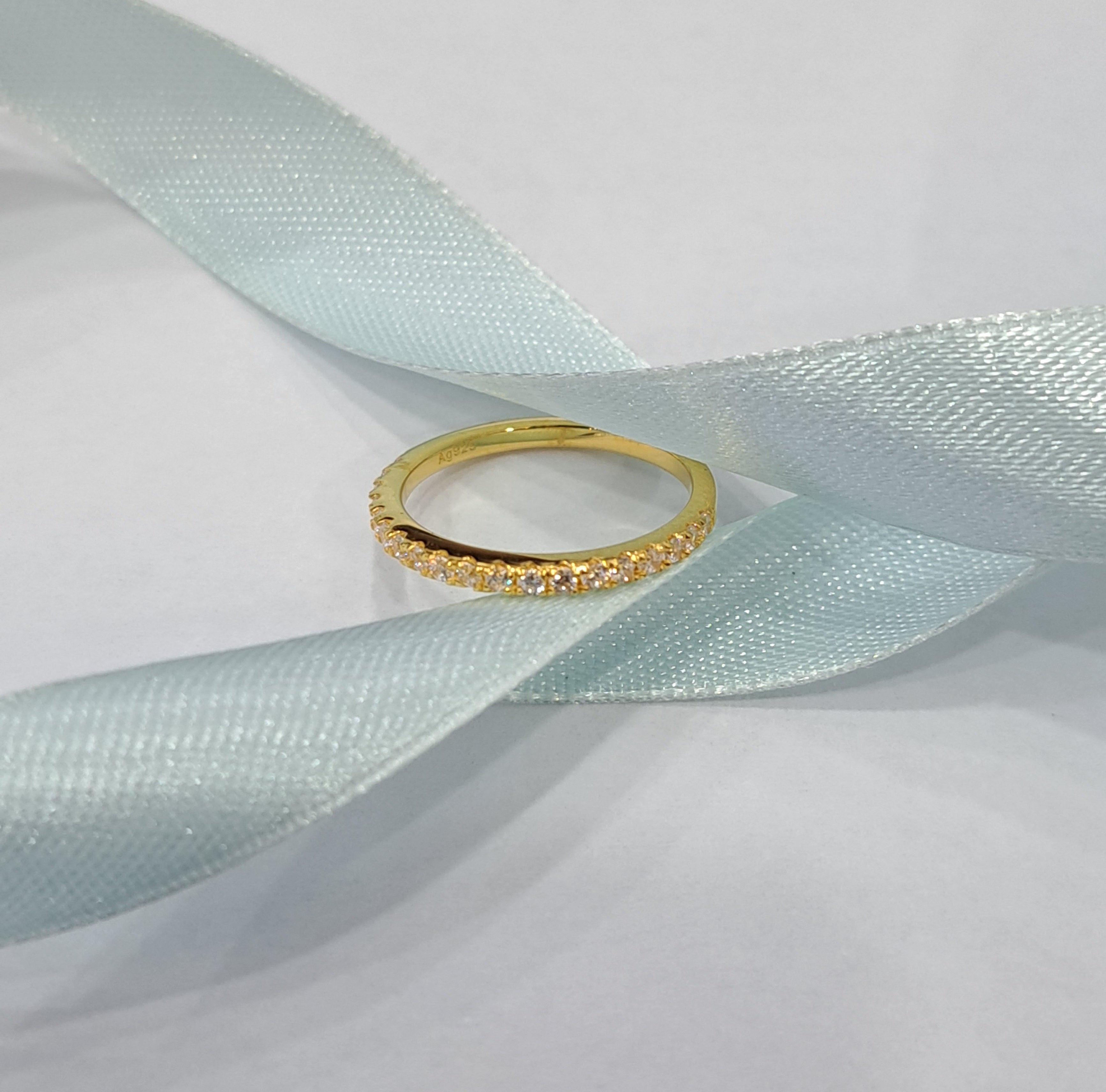 Yellow gold Stackable Eternity Simulated Diamond Ring