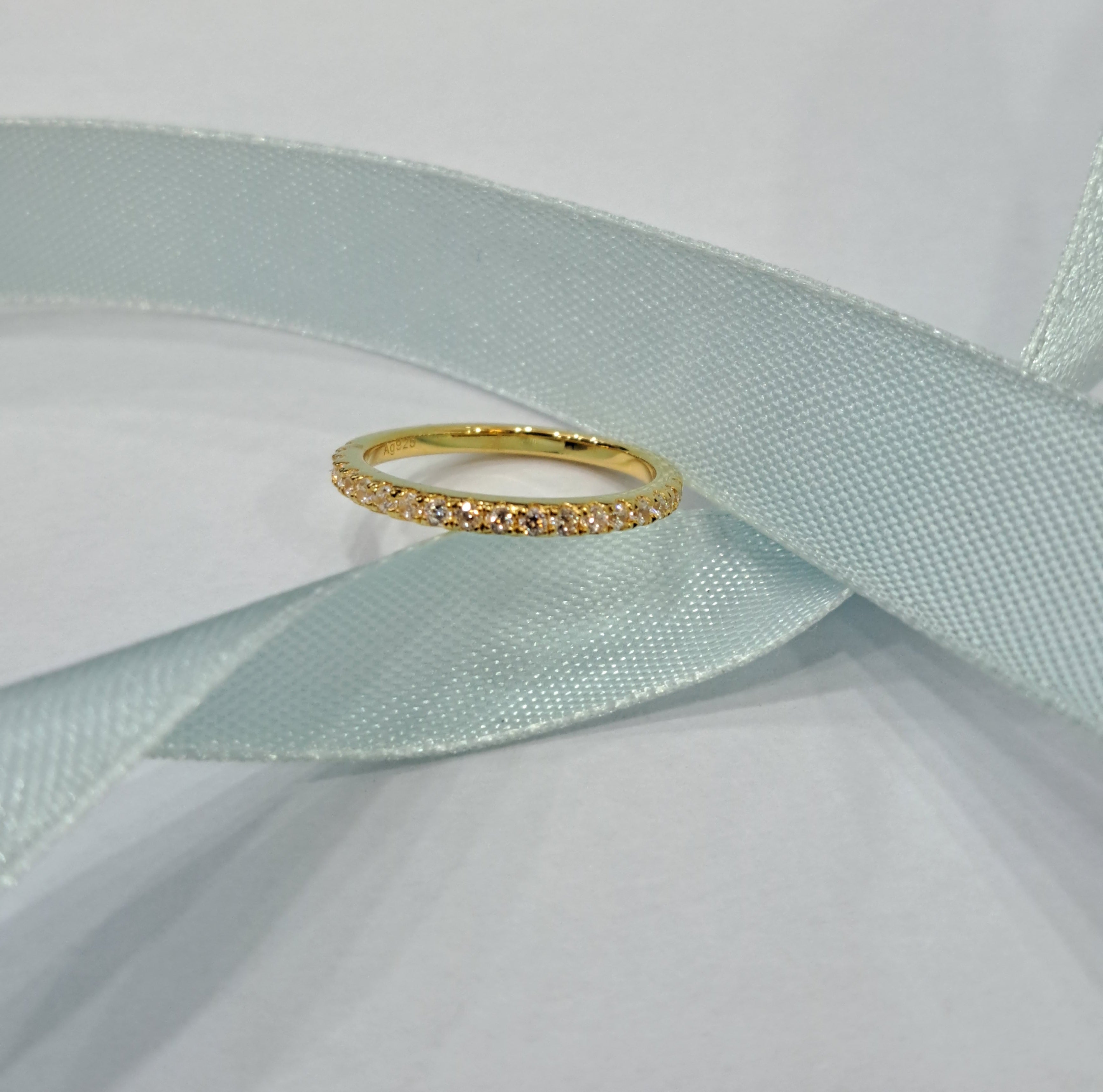 Yellow gold Stackable Eternity Simulated Diamond Ring
