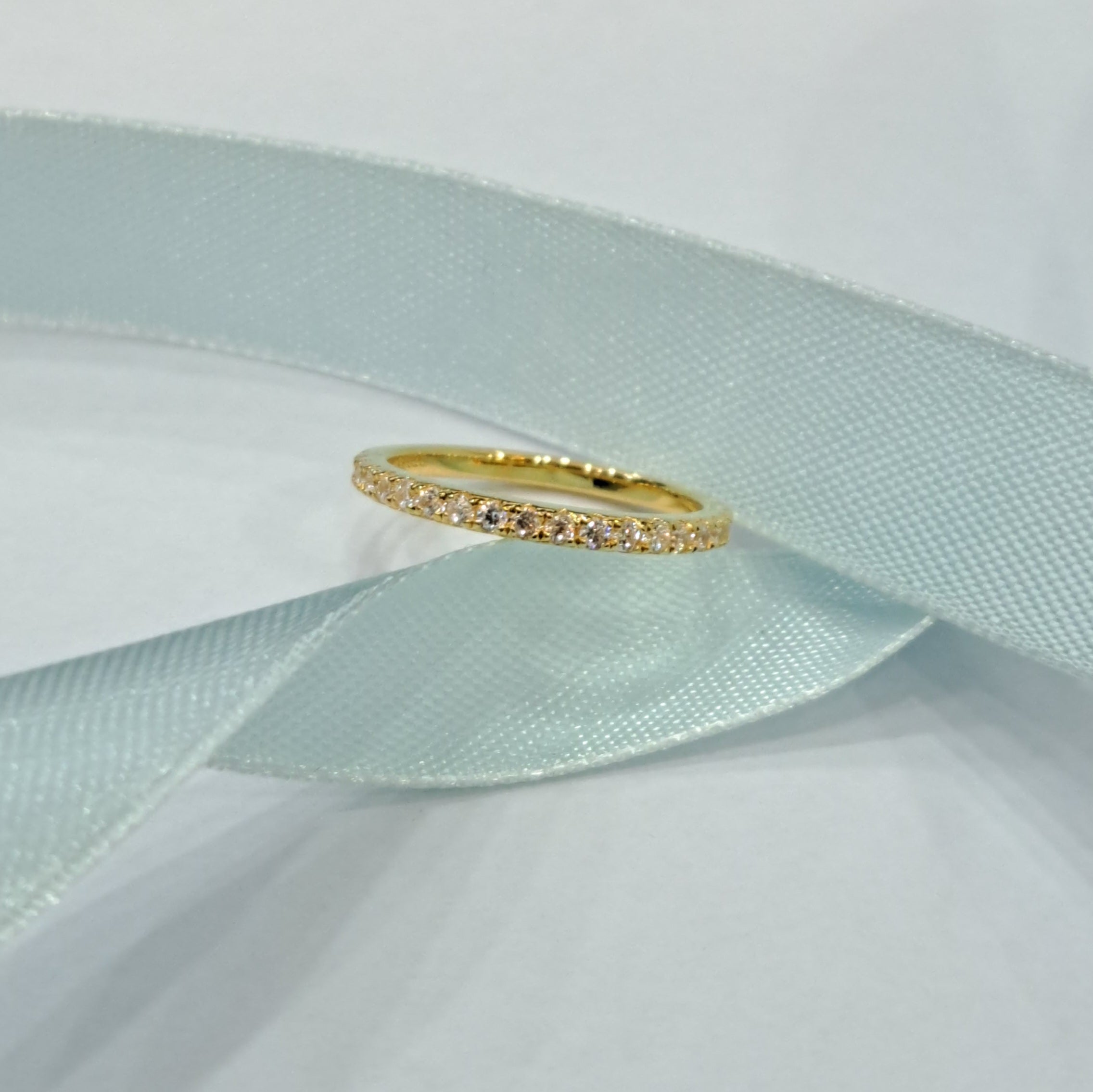 Yellow gold Stackable Eternity Simulated Diamond Ring