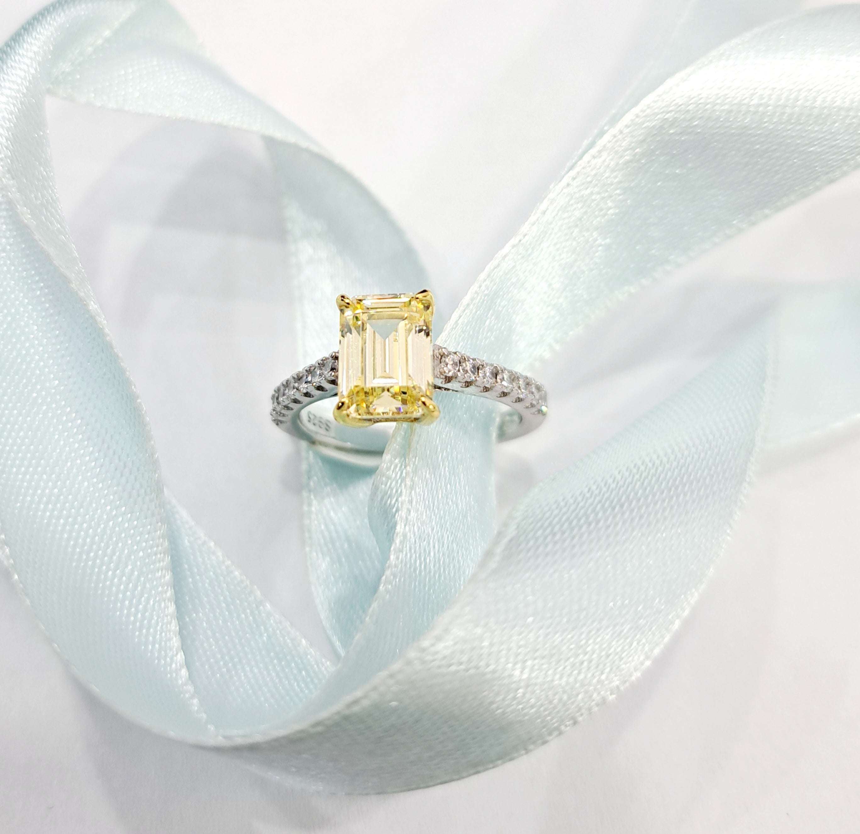 Elegant Canary Simulated Diamond Ring