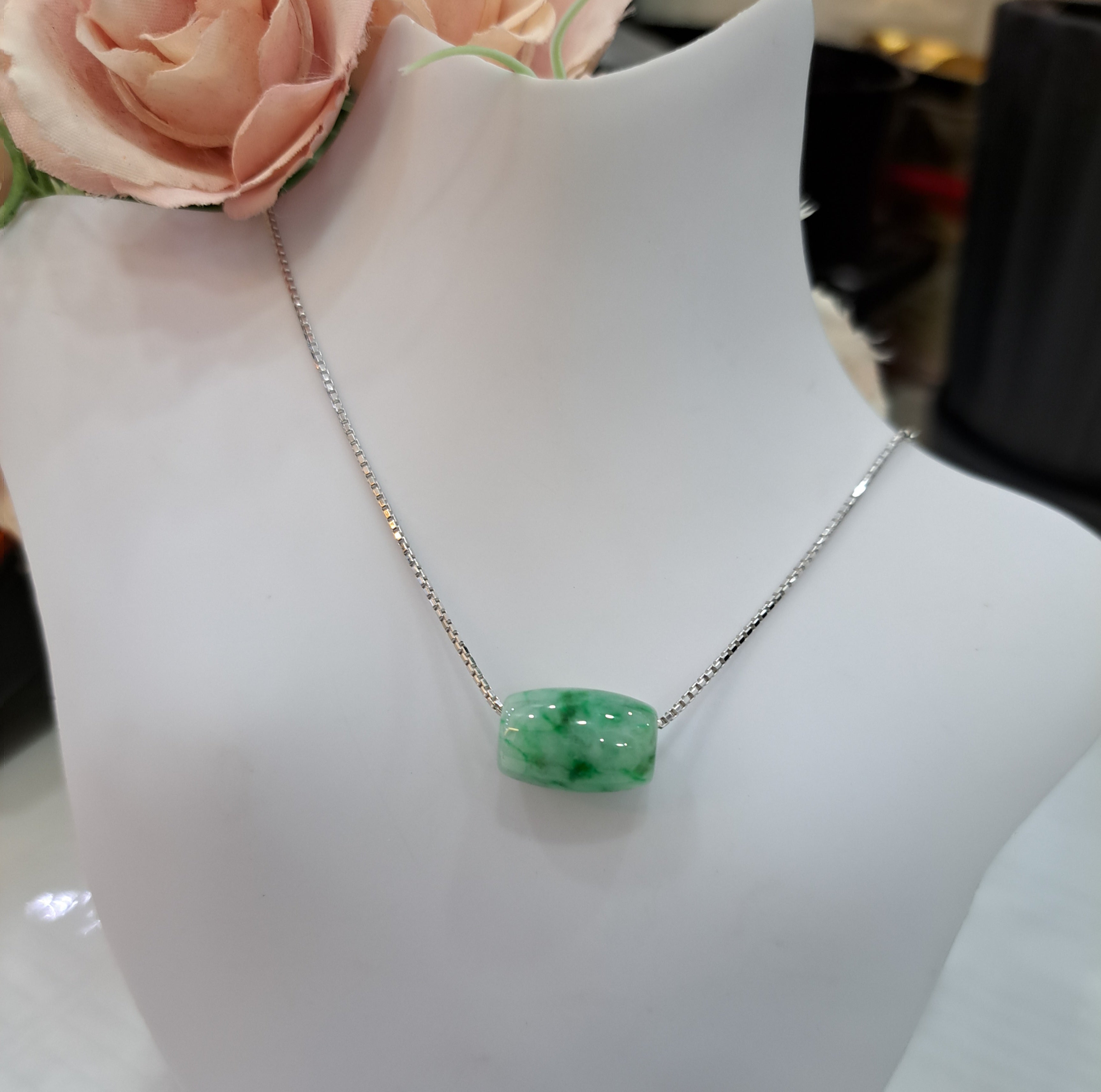 Burmese Jade Barrel Necklace