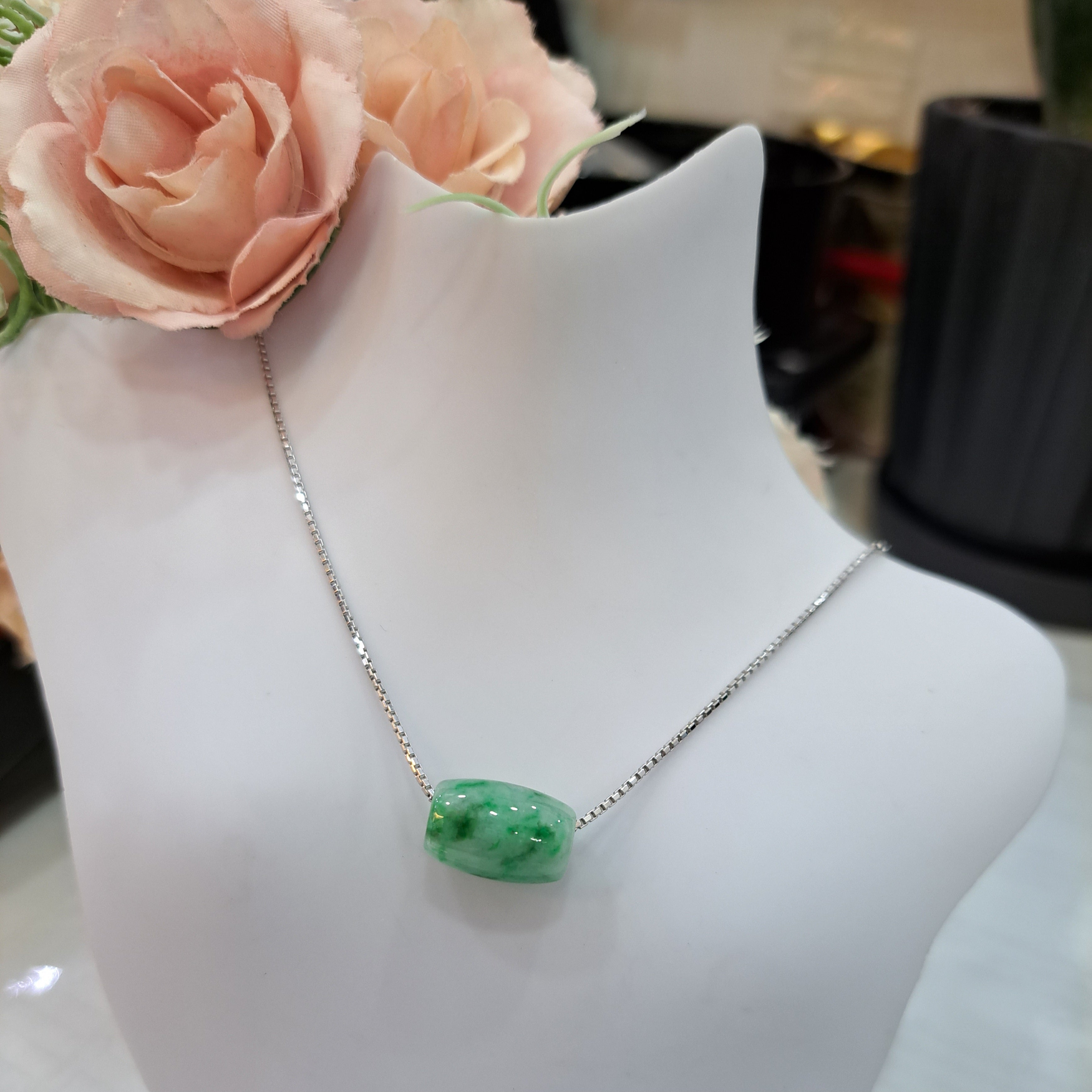 Burmese Jade Barrel Necklace