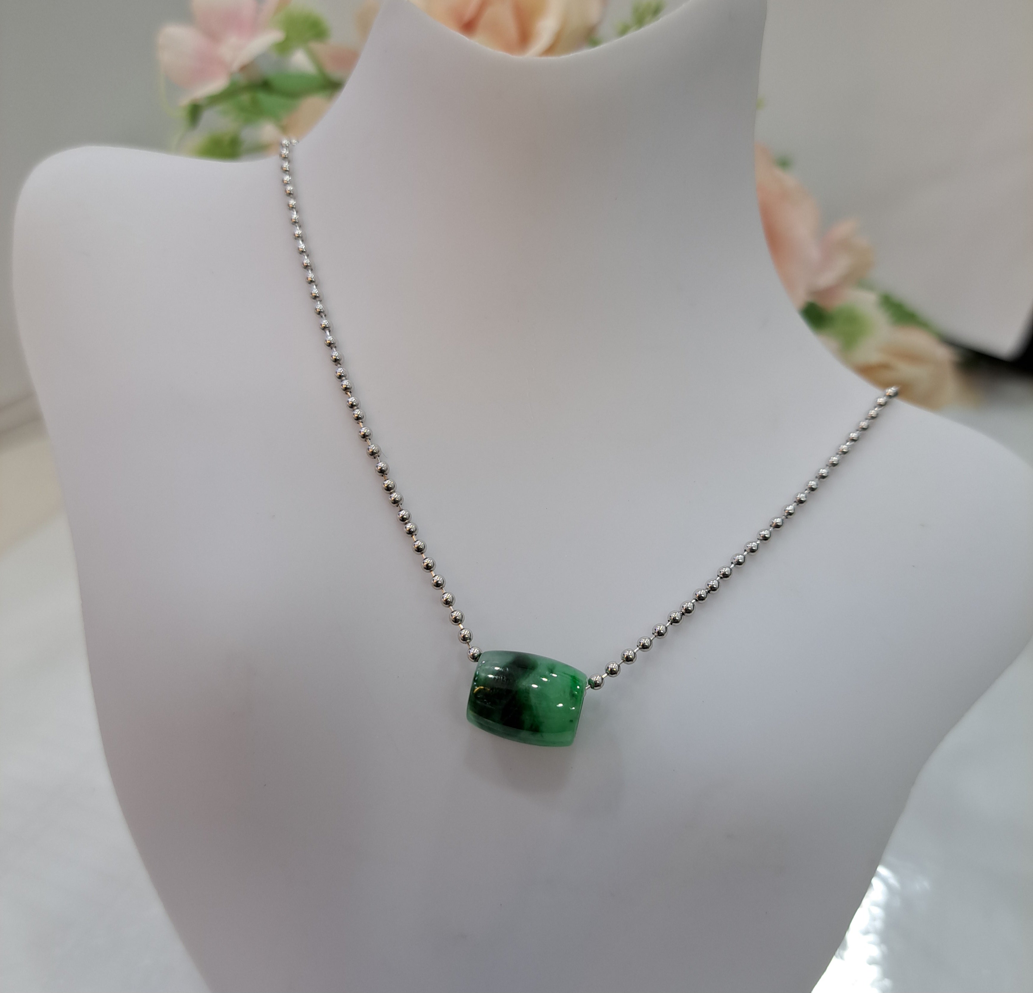 Burmese Jade Barrel Necklace