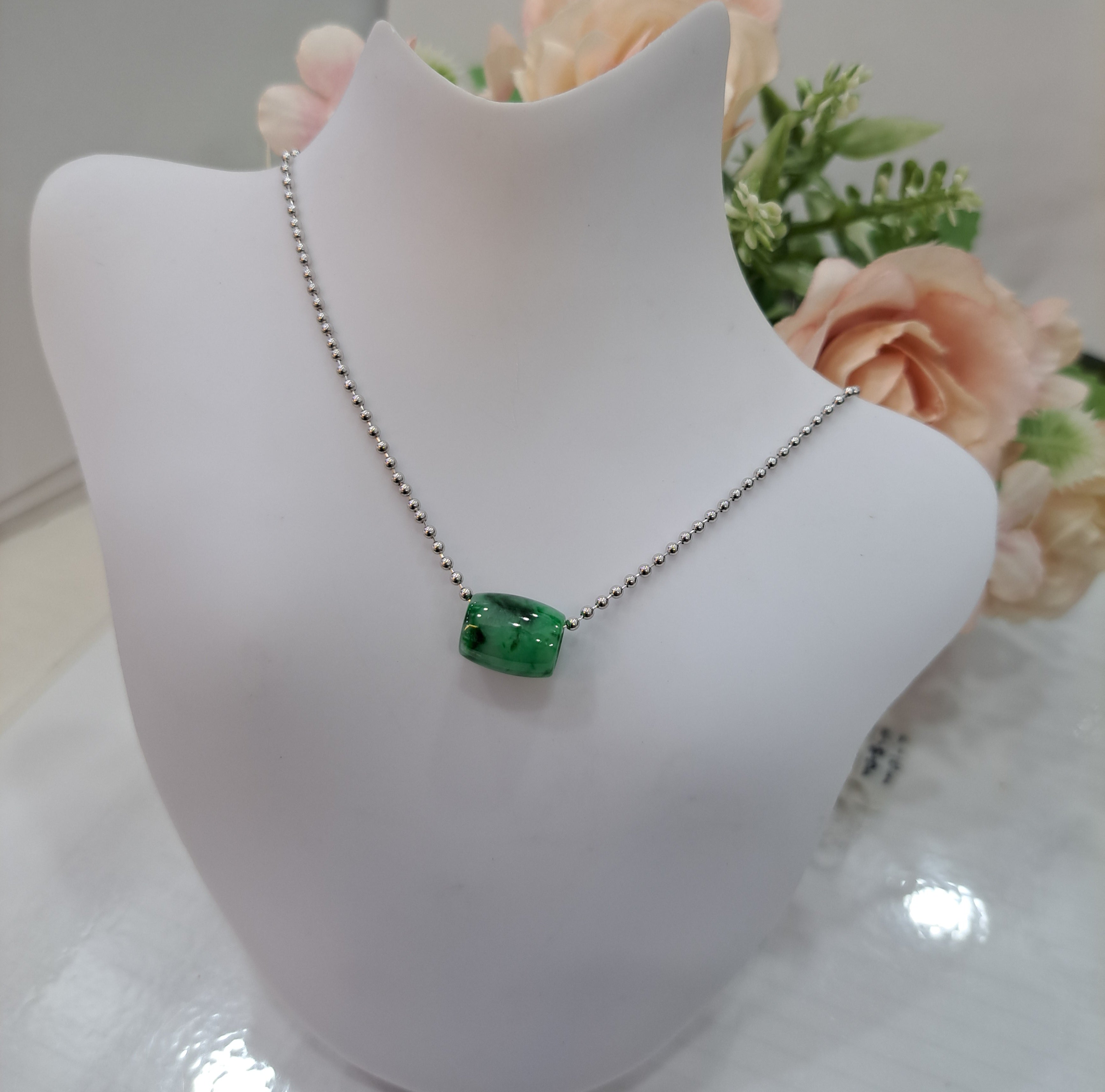 Burmese Jade Barrel Necklace