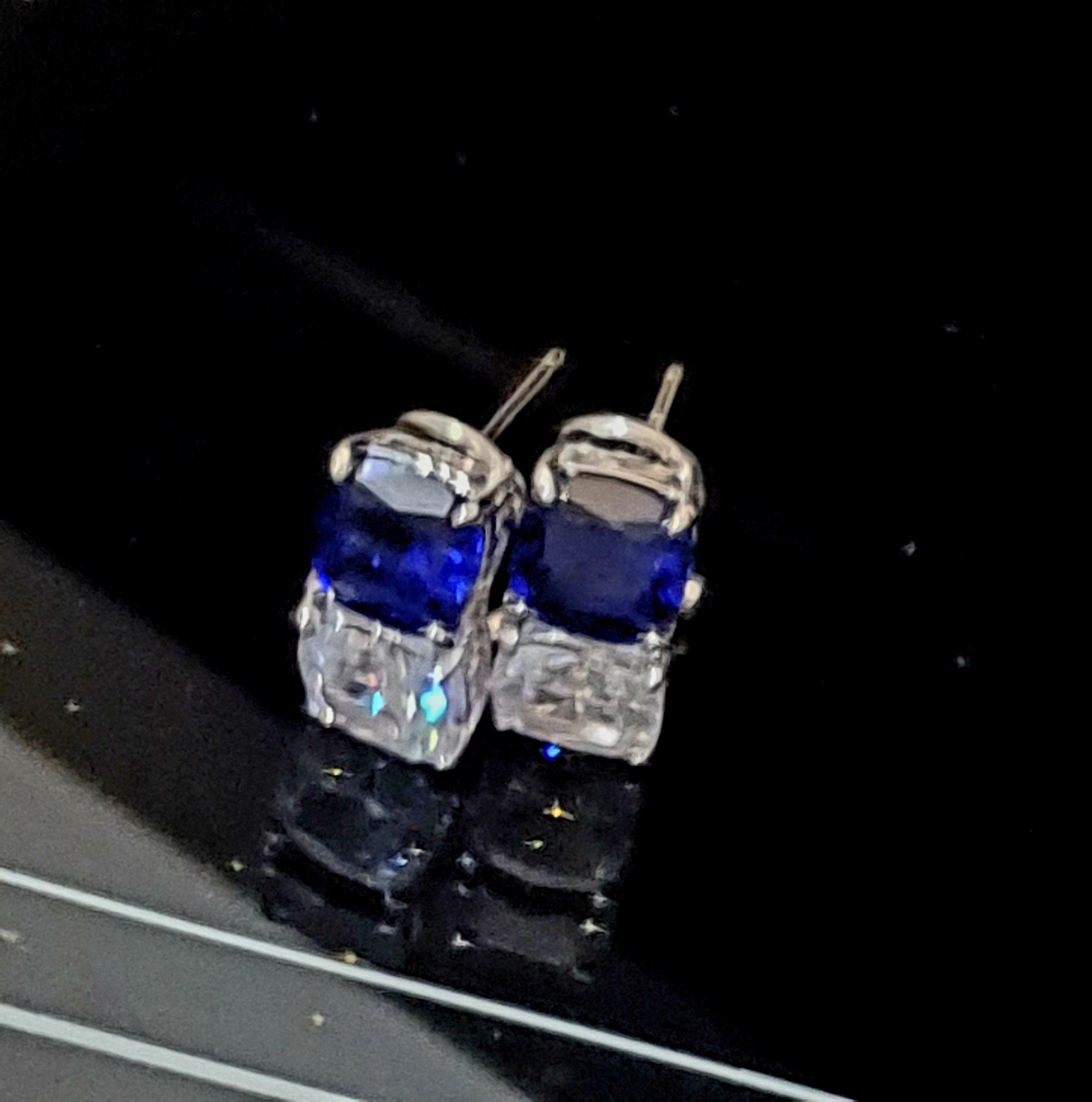 Stunning Simulated Sapphire and Simulated Diamond Earrings