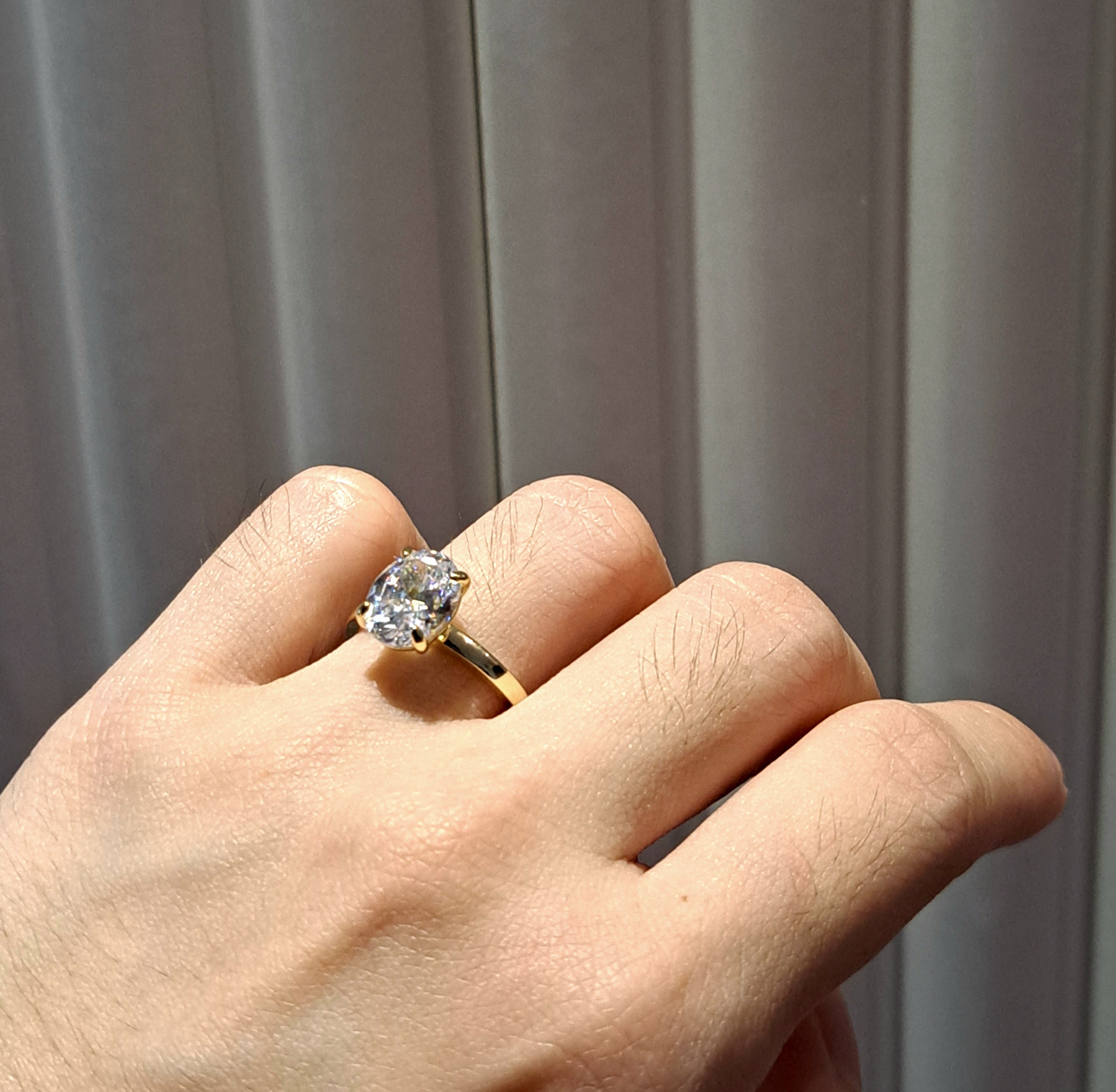 Oval Simulated Diamond Solitaire Ring