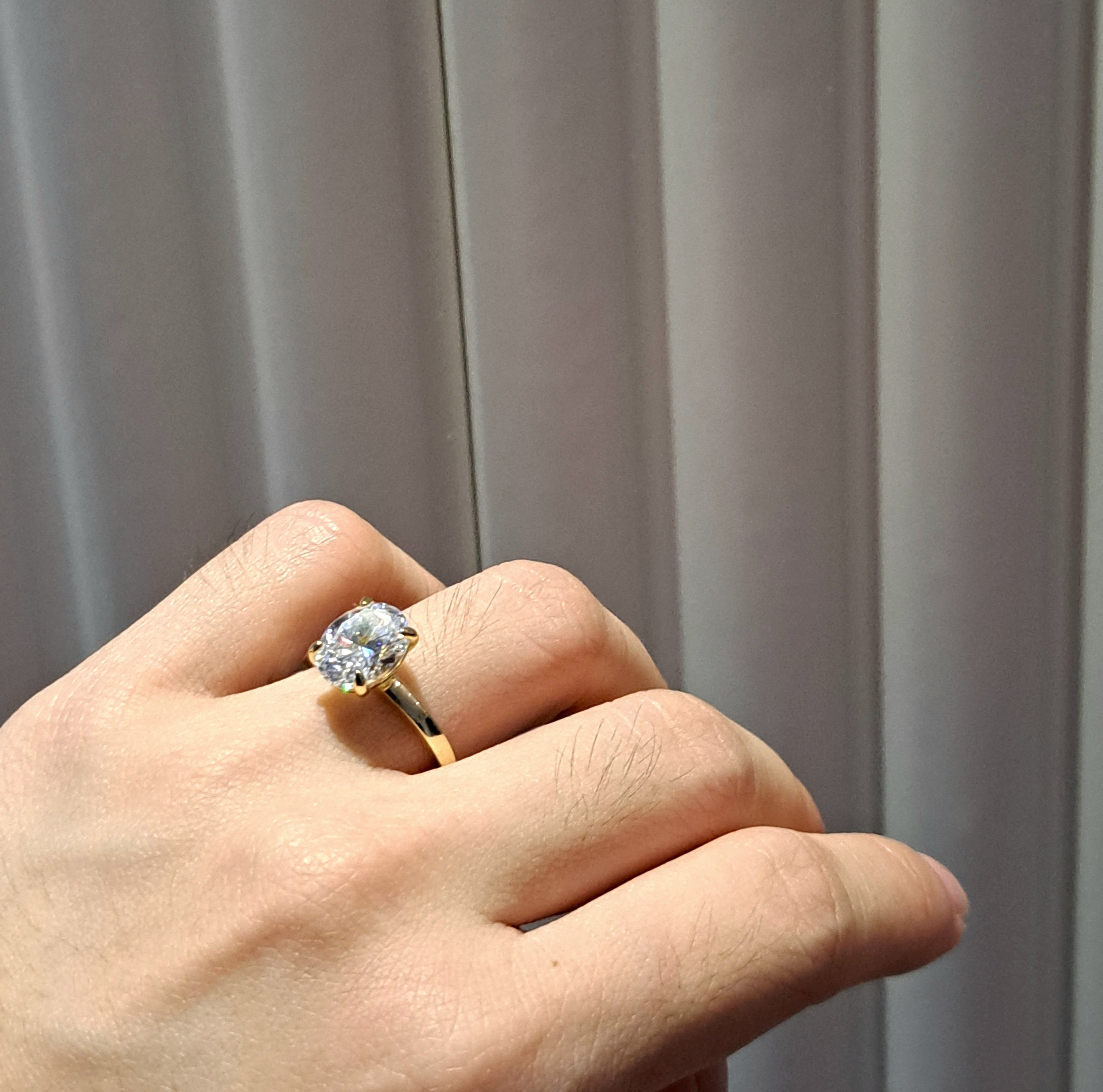 Oval Simulated Diamond Solitaire Ring