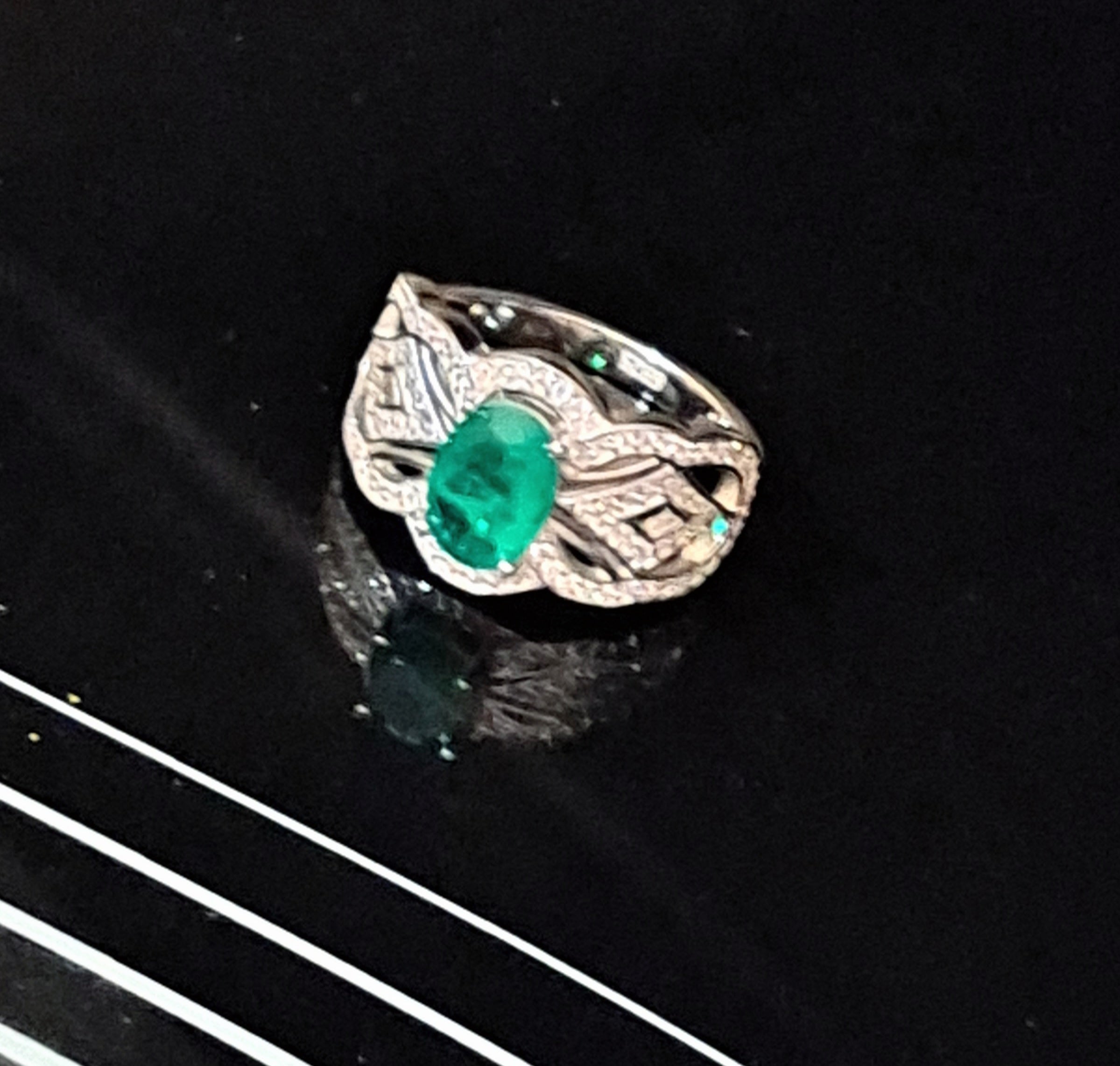 Peranakan Simulated Emerald Ring
