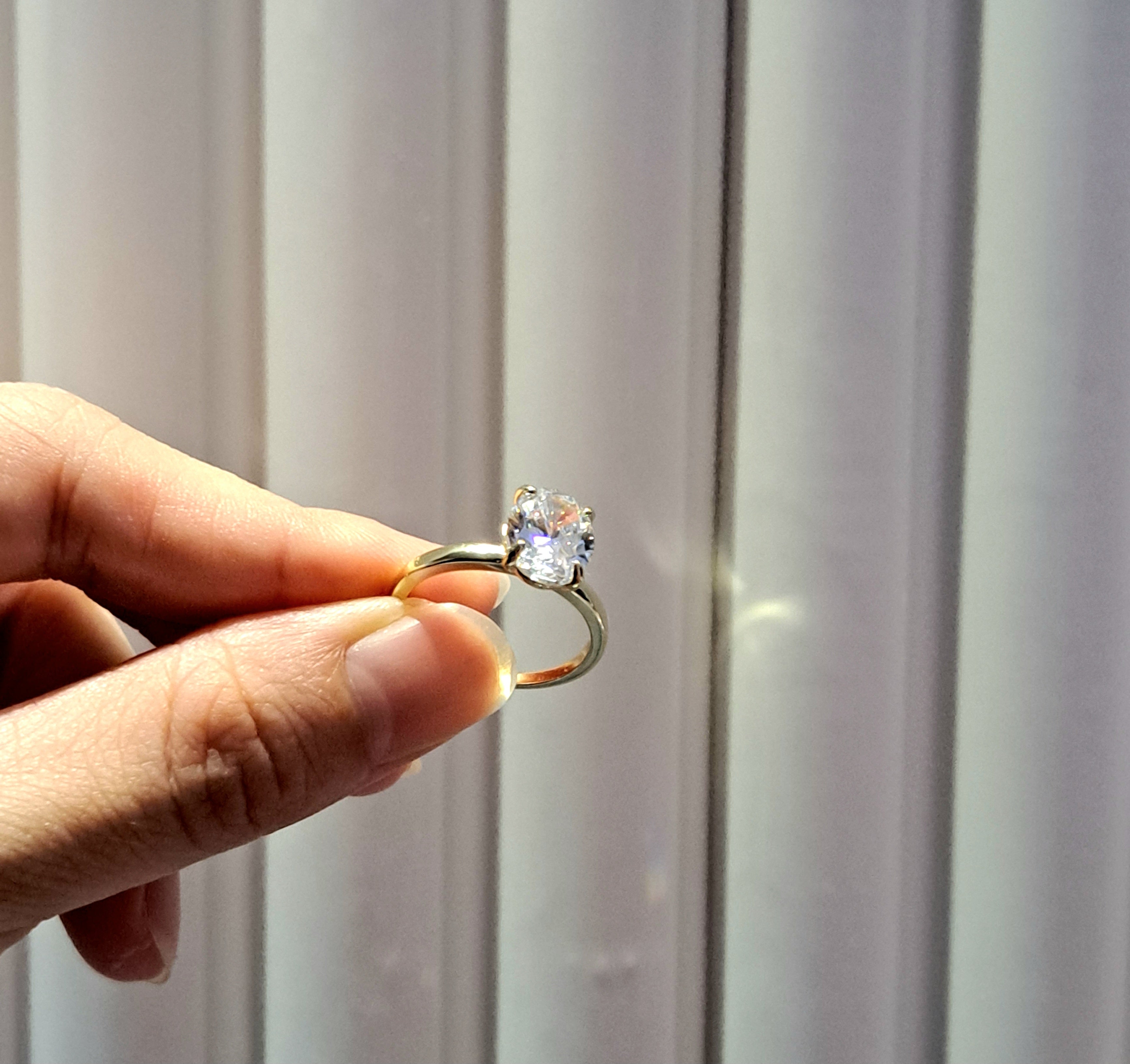 Oval Simulated Diamond Solitaire Ring