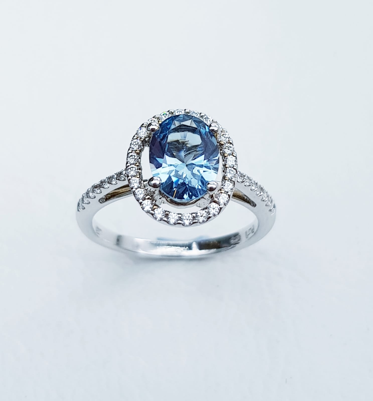 Halo Aquamarine Ring