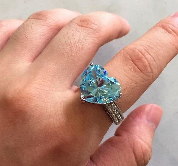 Blue Topaz Heart Shape Ring