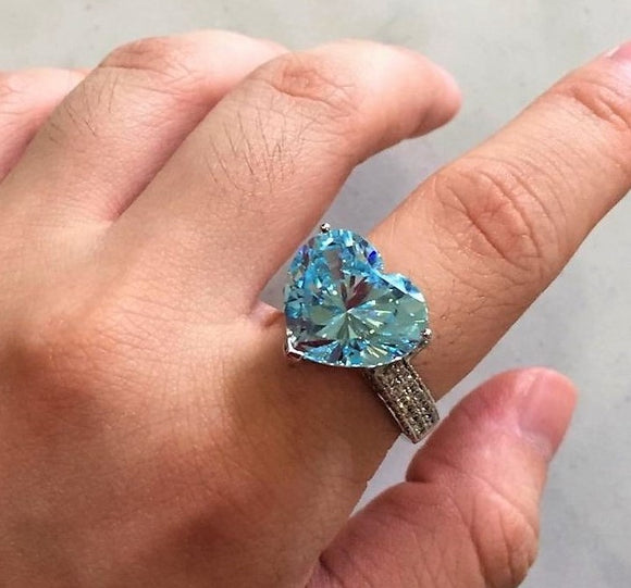 Blue Topaz Heart Shape Ring