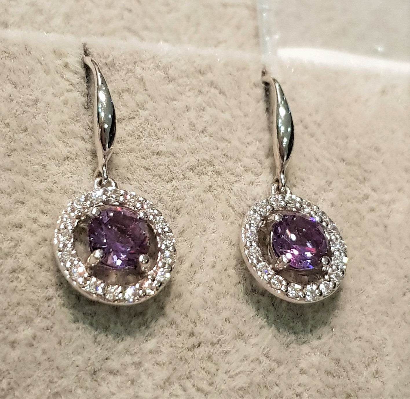 Halo Amethyst Dangling Earring