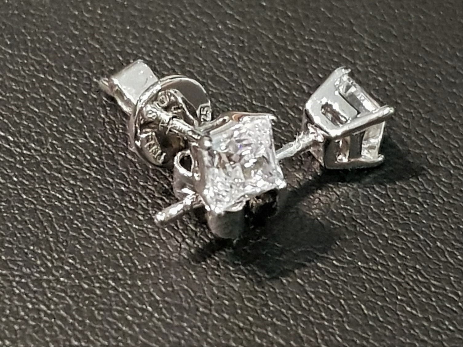 40 carat Diamond Simulants Princess cut Solitaire Earrings