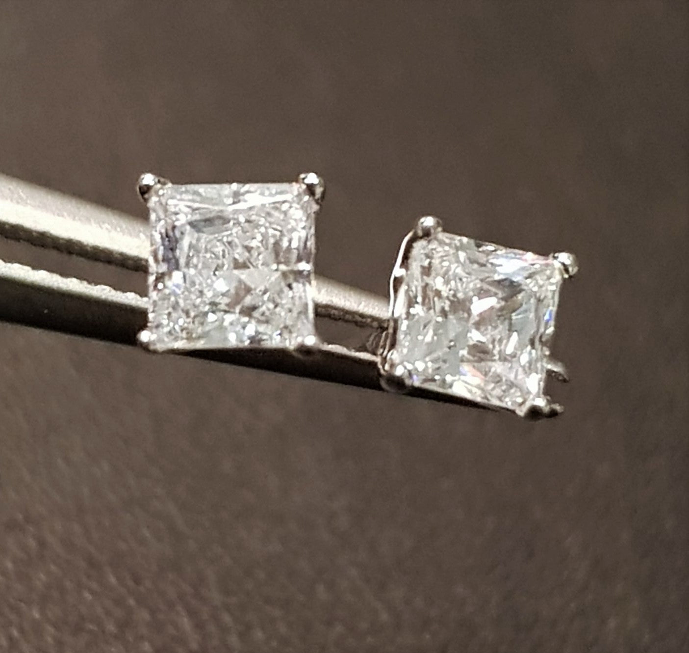 40 carat Diamond Simulants Princess cut Solitaire Earrings