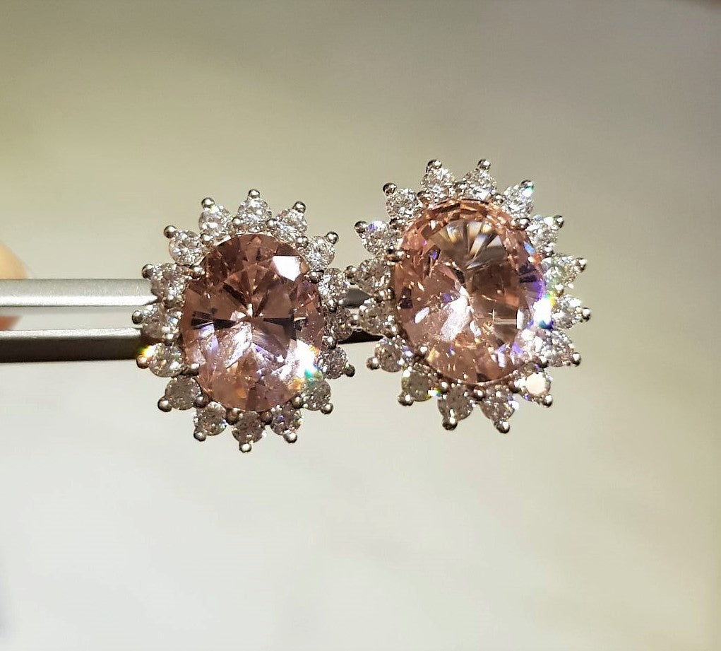 Morganite Cluster Earrings