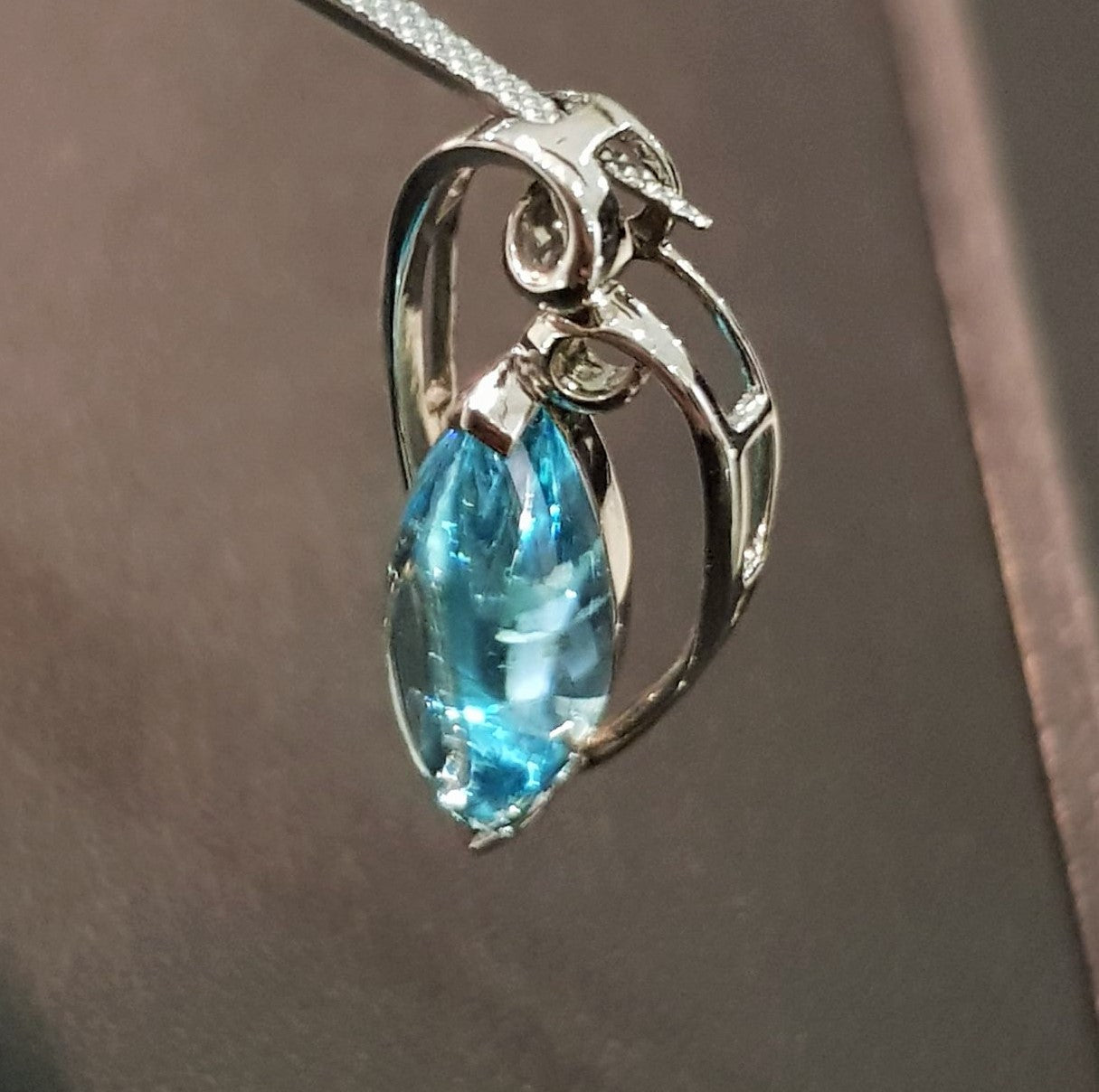 Blue Topaz Marquise Pendant