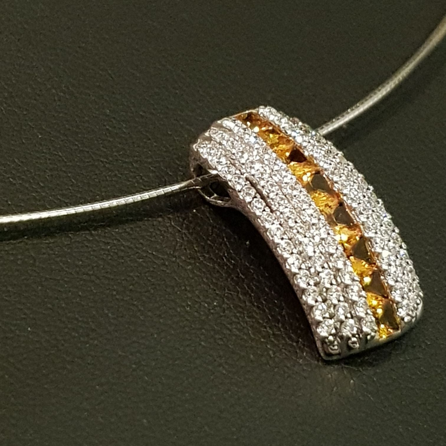 Stylish Yellow Sapphire Diamond Simulants Omega Necklace