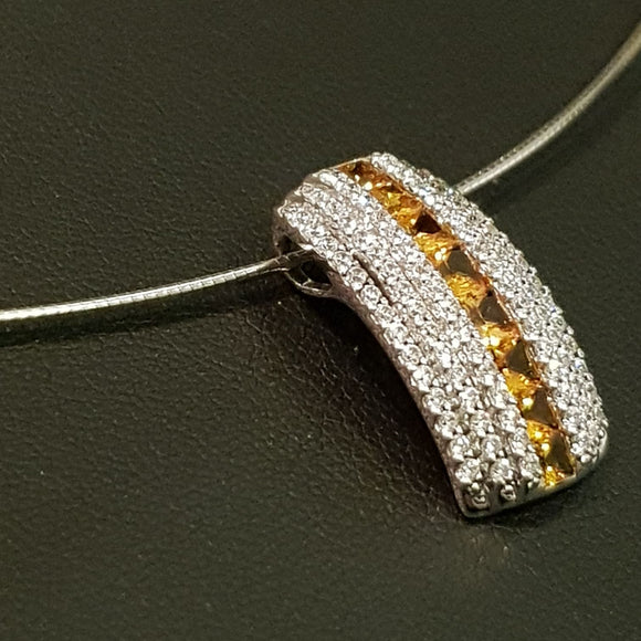 Stylish Yellow Sapphire Diamond Simulants  Omega Necklace