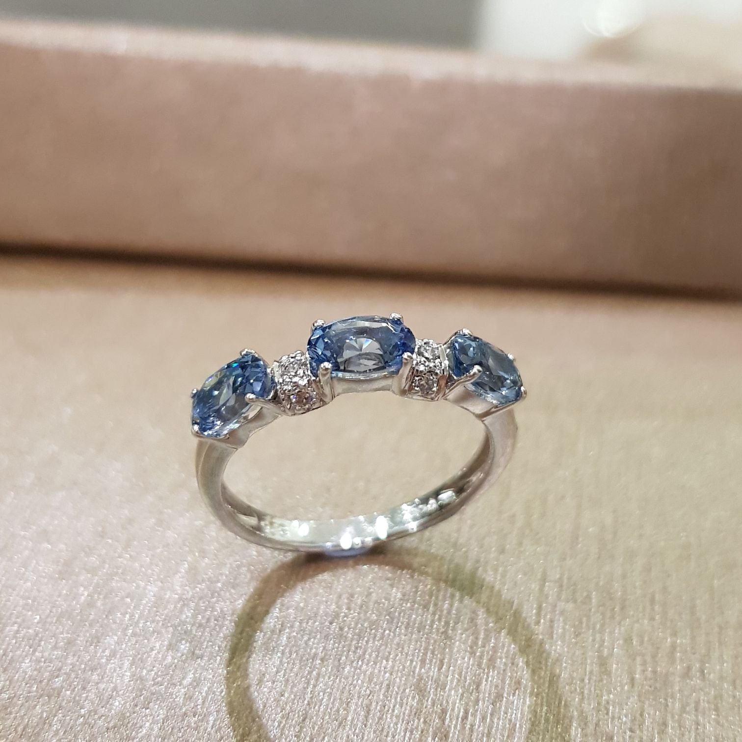 Trilogy Aquamarine Diamond Simulants Ring
