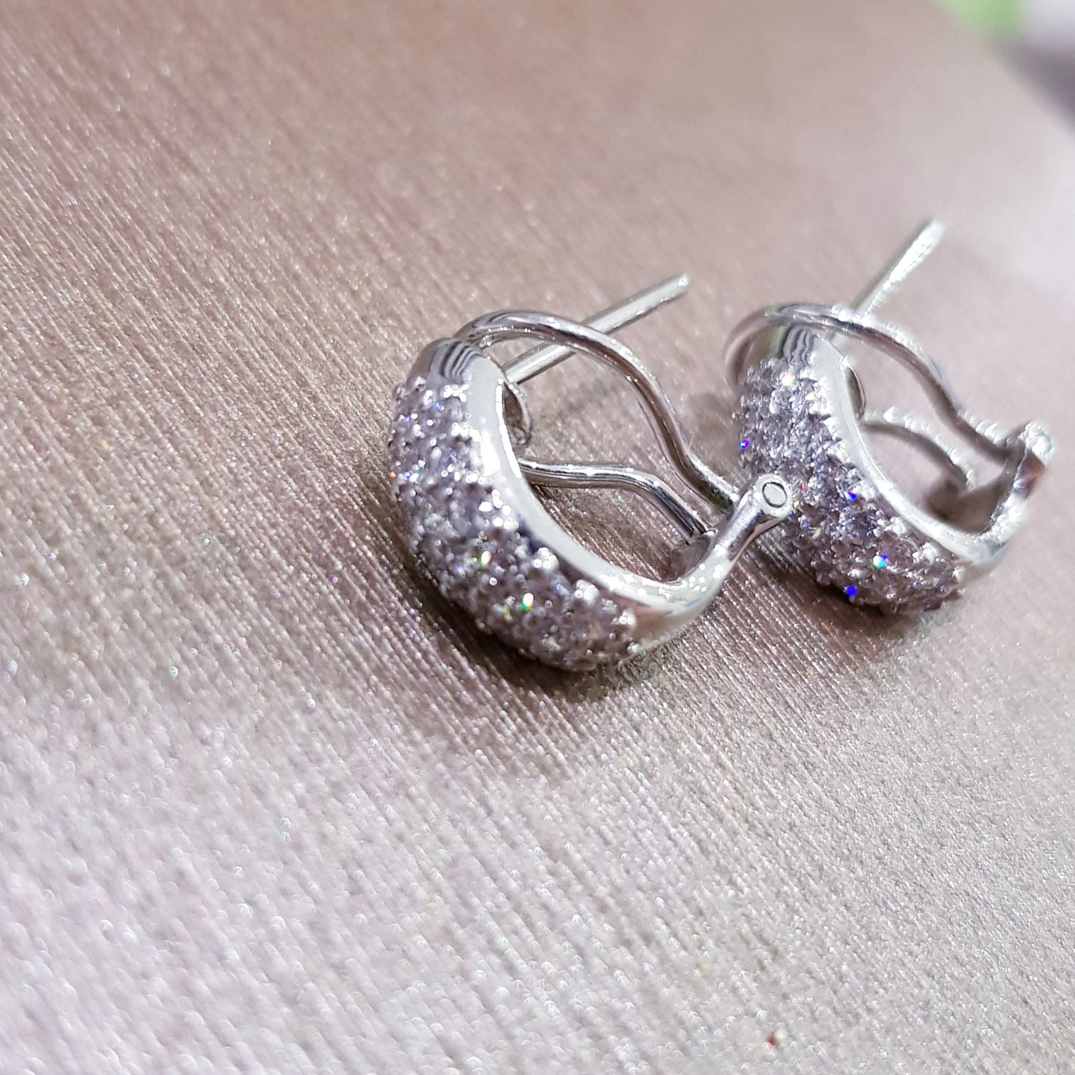 Dainty Omega clip Pave Earrings