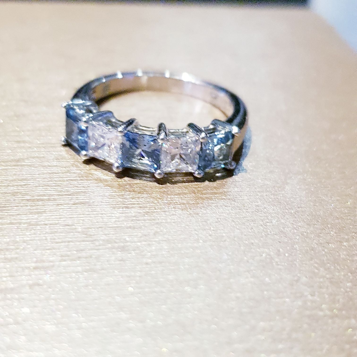 Eternity Aquamarine with Diamond Simulants Ring