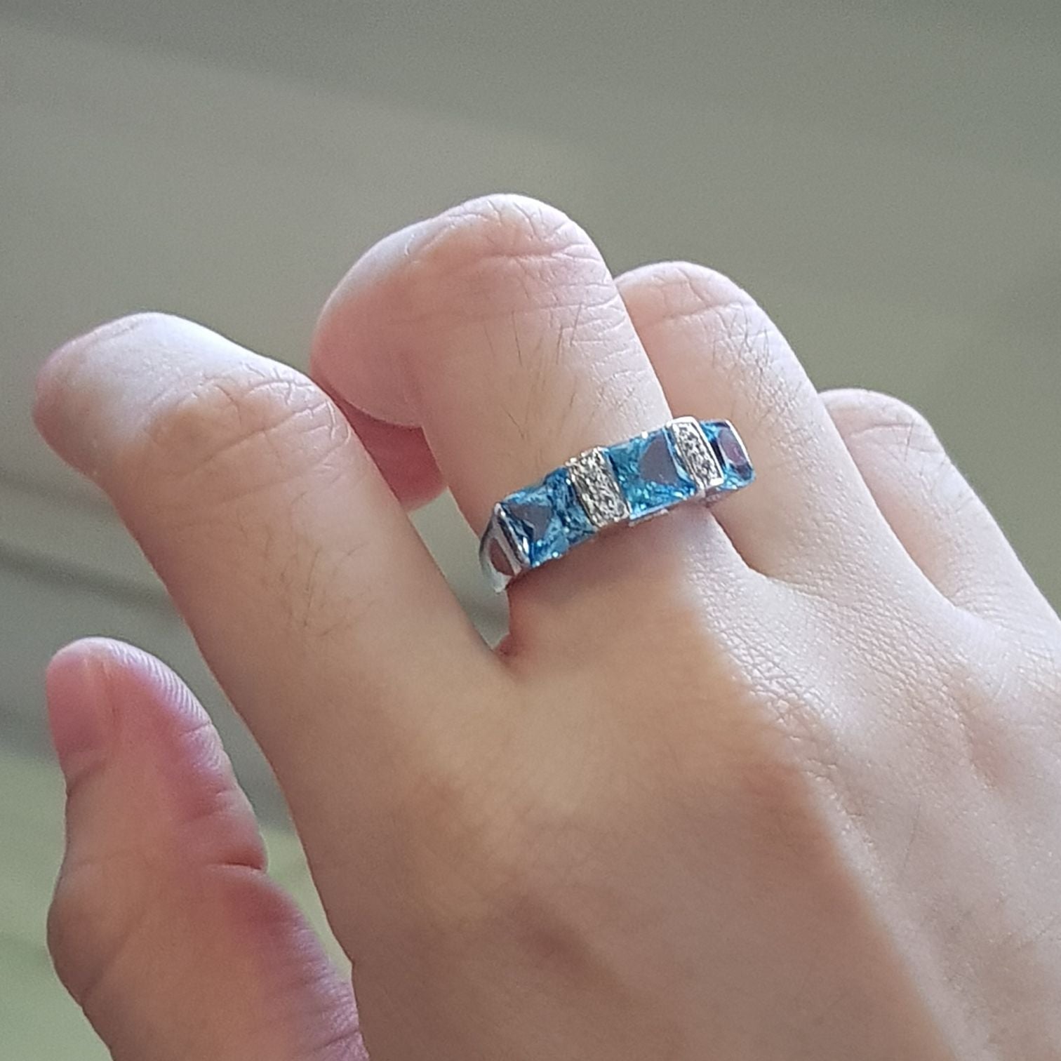 Unique Blue Topaz Ring