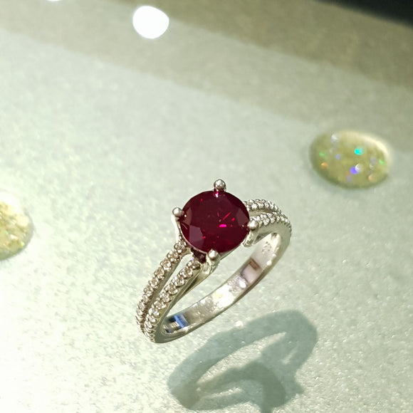 Double Micro Pave Scintilli with Ruby Ring
