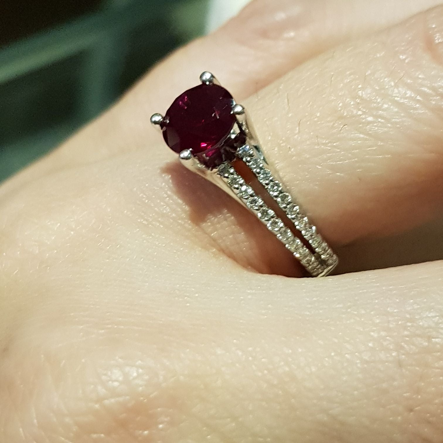 Double Micro Pave Scintilli with Ruby Ring