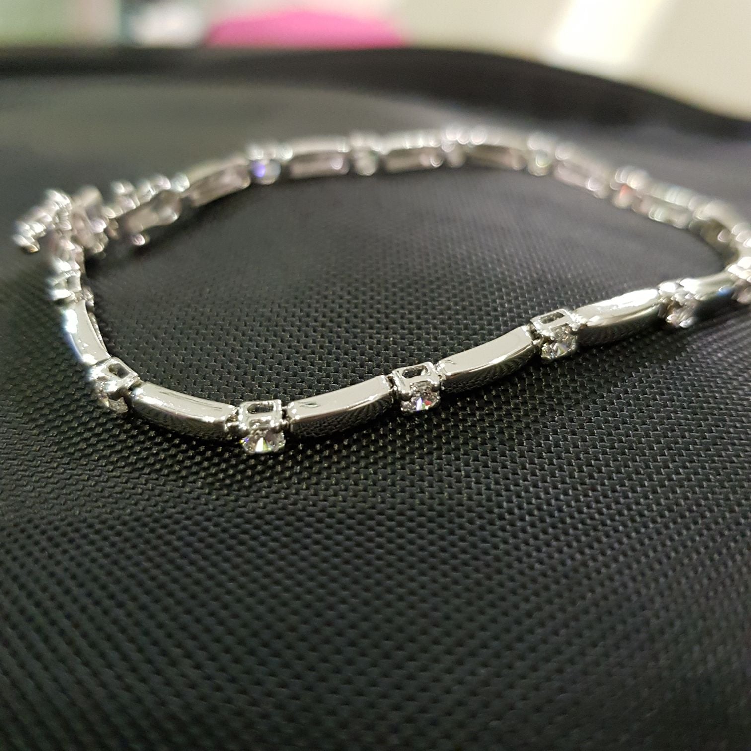 White Gold Delicate Diamond Simulants Bracelet